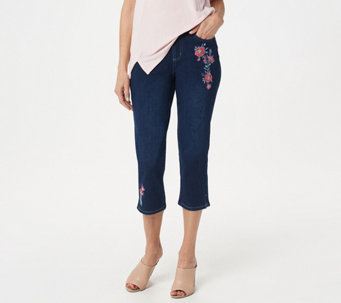Belle by Kim Gravel Flexibelle Embroidered Cropped Jeans - A351614