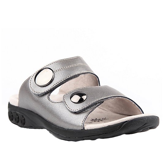 Therafit Leather Adjustable Strap Slip-On Sandals - Eva