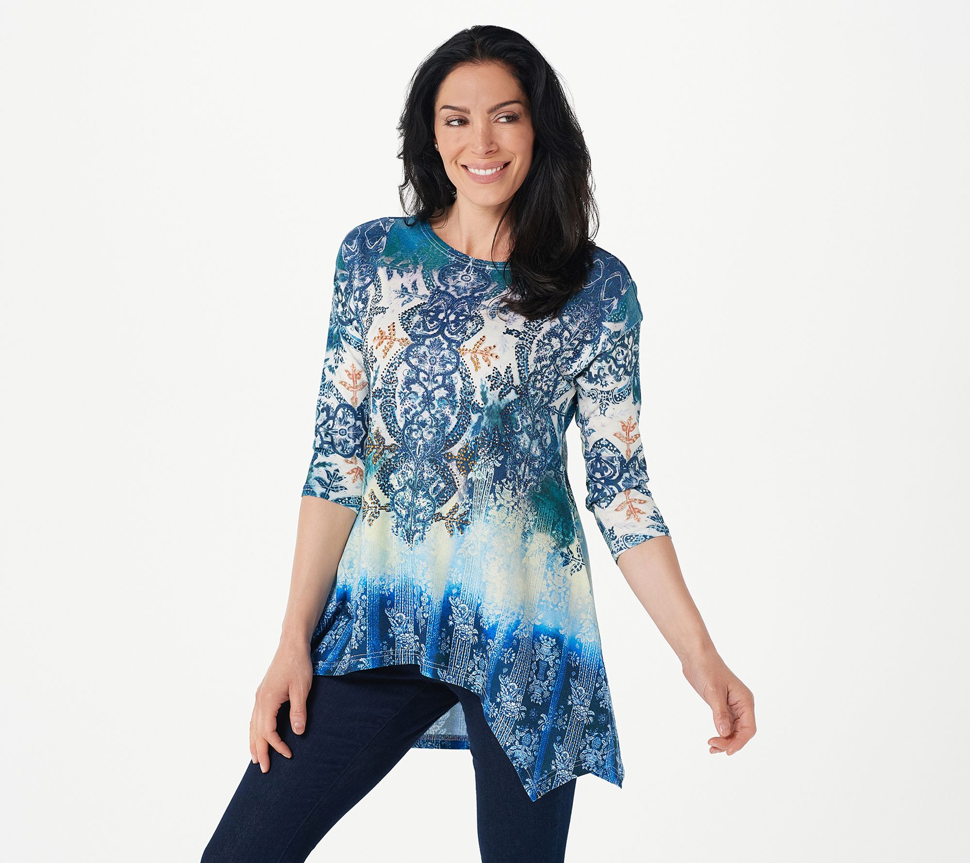 Attitudes by Renee Sublimation Embellished Soft Knit Tunic - QVC.com
