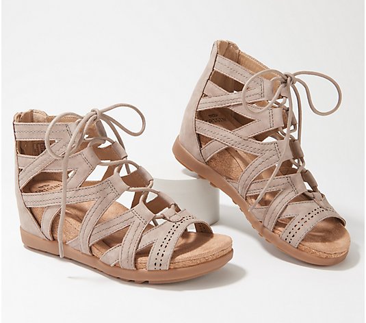 Earth Origins Leather Lace-Up Wedge Sandals - Corie