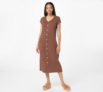Denim & Co. Naturals Linen Slub Jersey Midi Dress