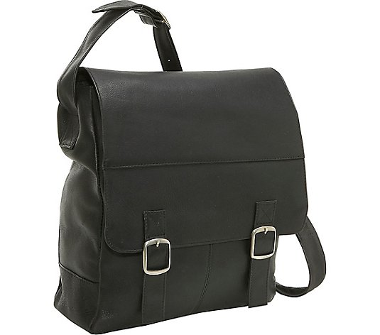 Le Donne Leather Vertical Laptop Messenger Bag