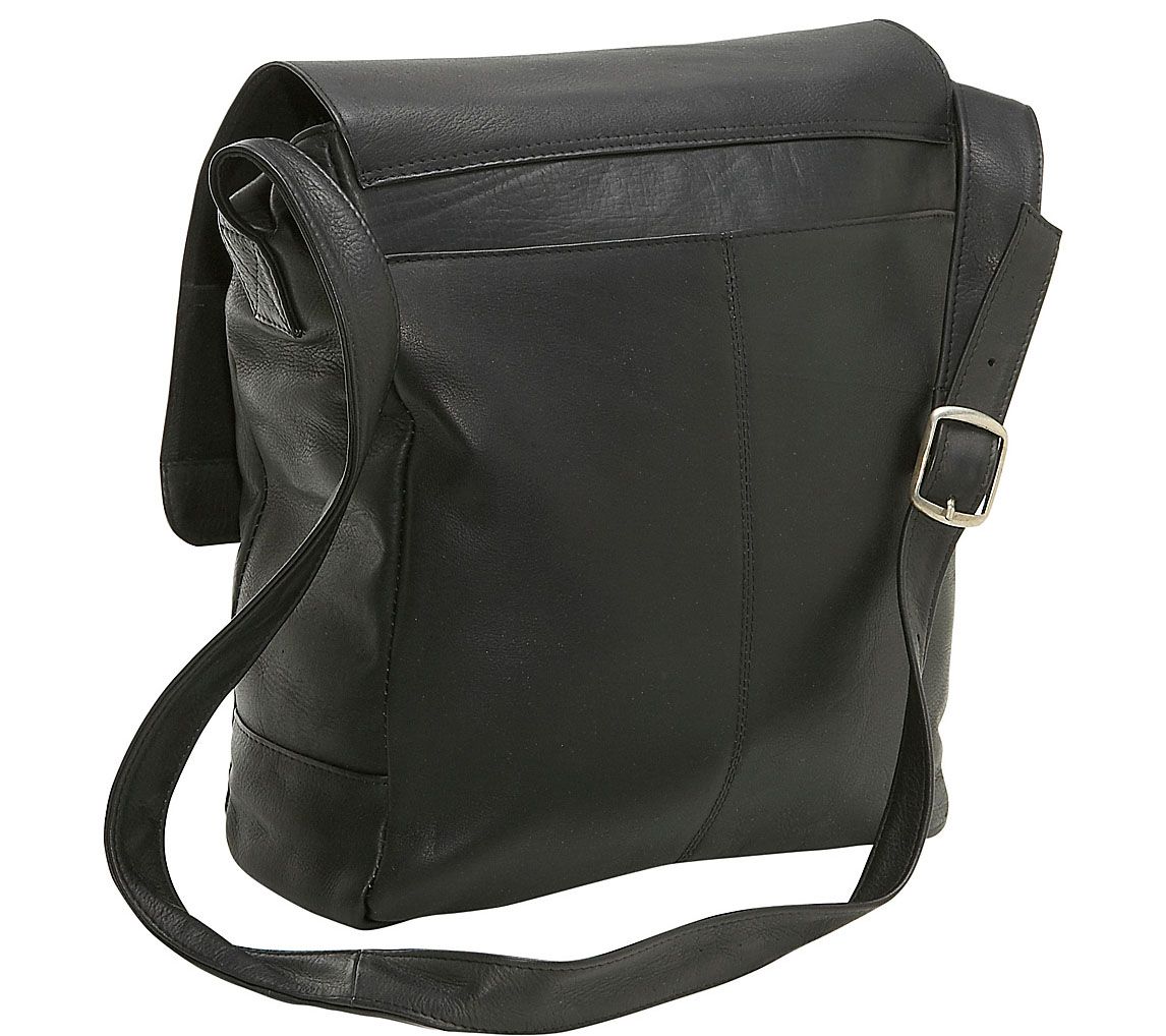 Le Donne Leather Vertical Laptop Messenger Bag - QVC.com