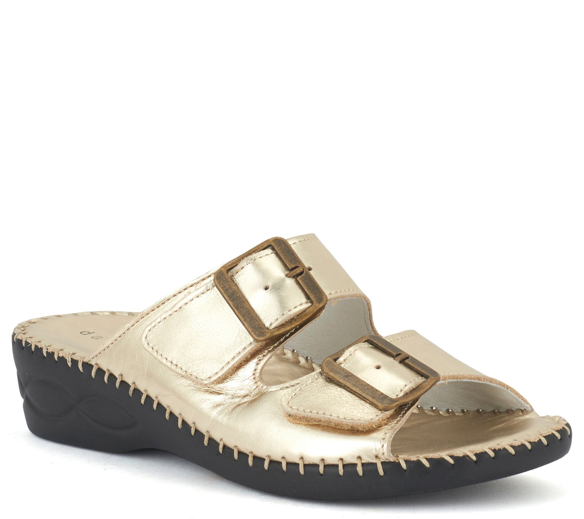 David Tate Leather Slide Sandals - Sol - QVC.com