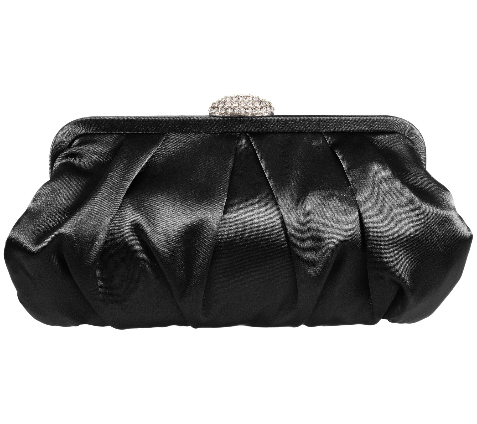 Nina Pleated Frame Clutch with Pave Clasp - Concord - QVC.com