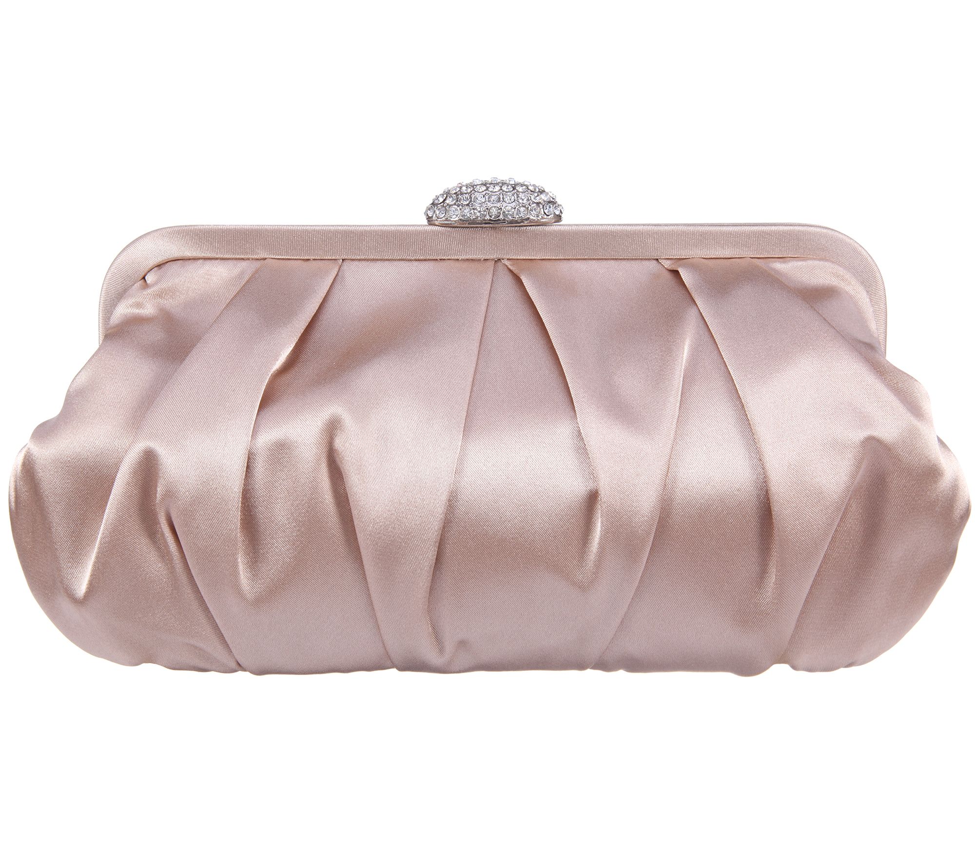 Nina Pleated Frame Clutch with Pave Clasp - Concord