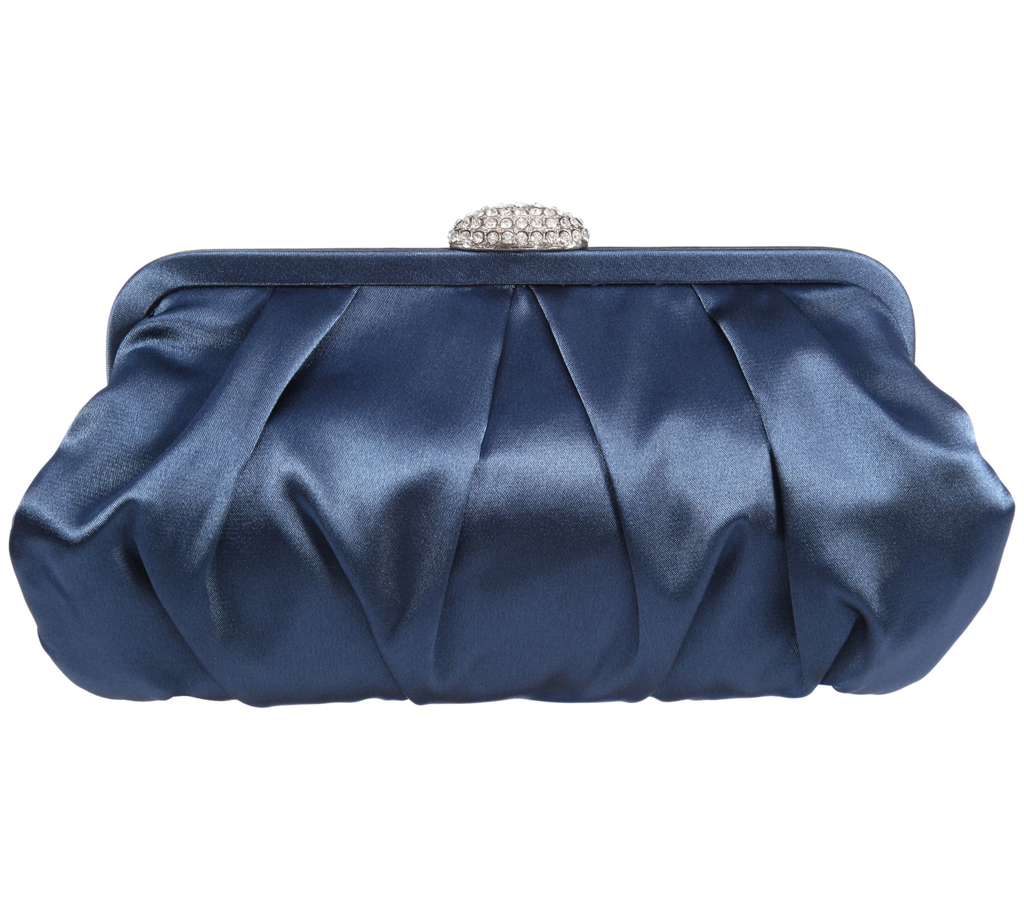 Nina Pleated Frame Clutch with Pave Clasp - Concord