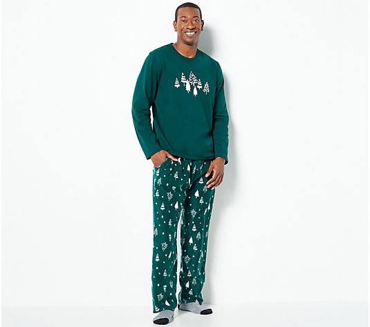 Cuddl Duds Jersey & Microfleece Men's Pajama Set