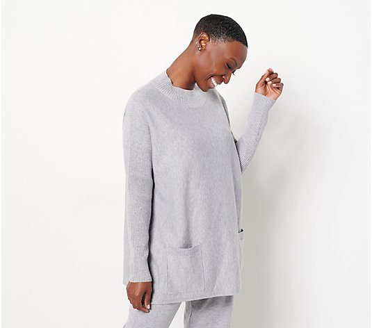 Modern Soul Comfort Yarn Mock Neck Sweater with Pockets
