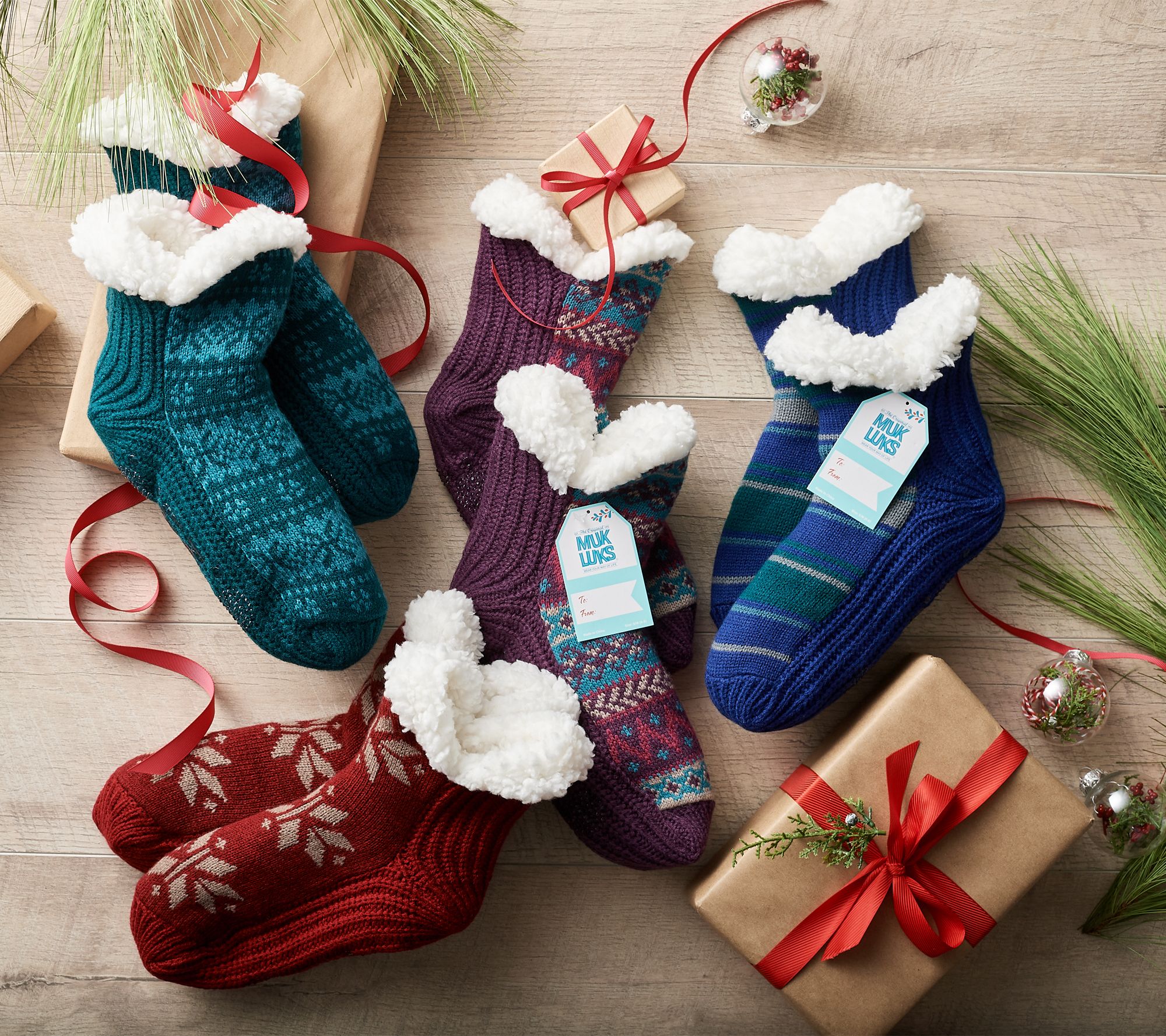 (QVC) MUK LUKS Set of 4 Aloe Infused Ankle Cabin Socks