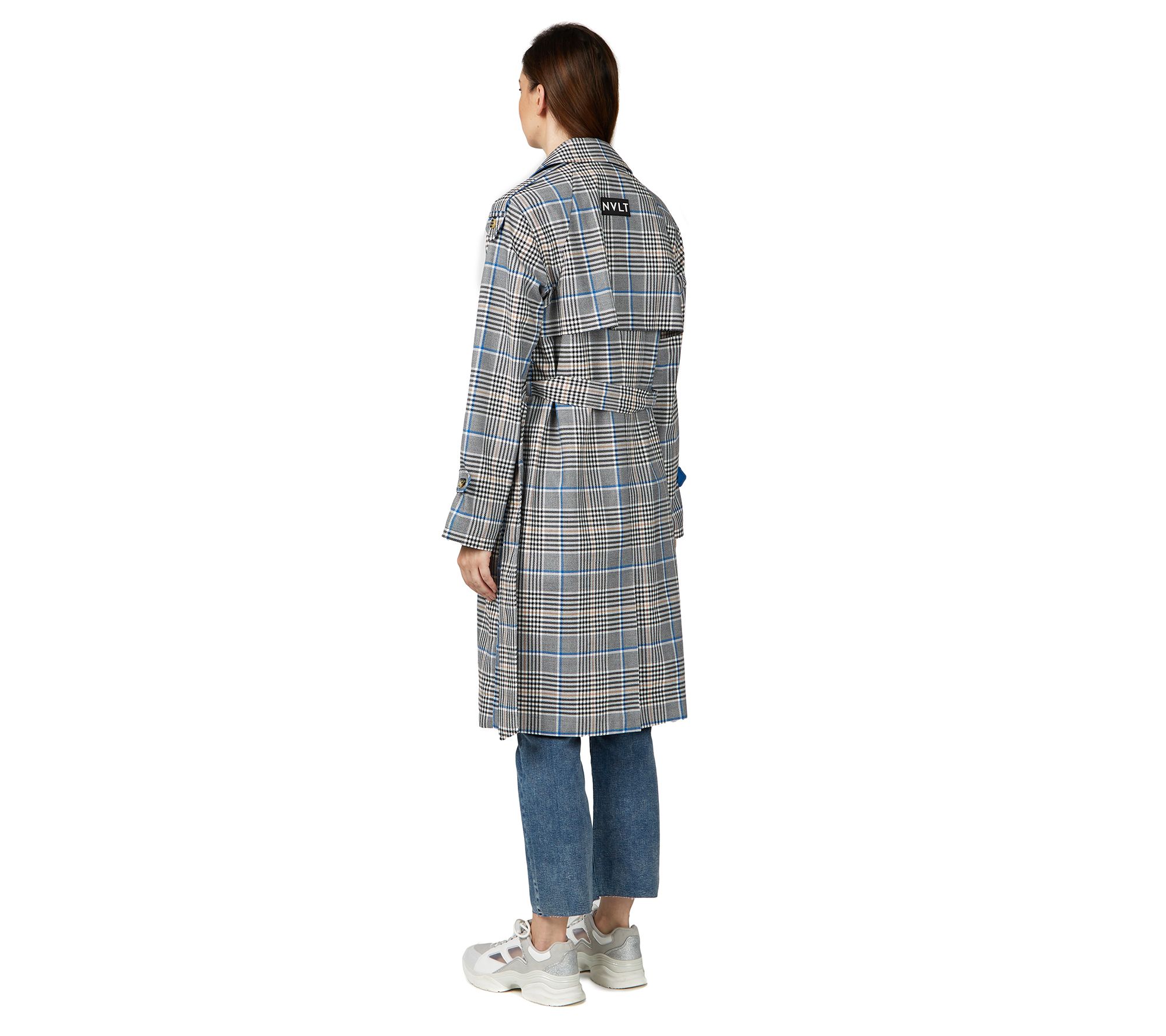 NVLT Women's Large Plaid Trench Coat