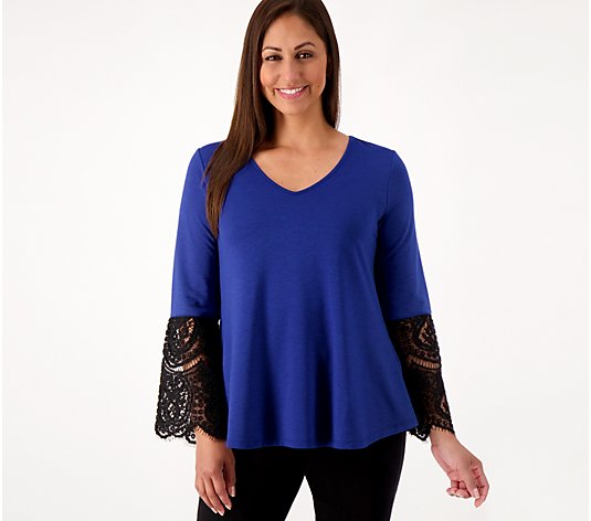 Attitudes by Renee French Terry Lace Sleeve Tunic