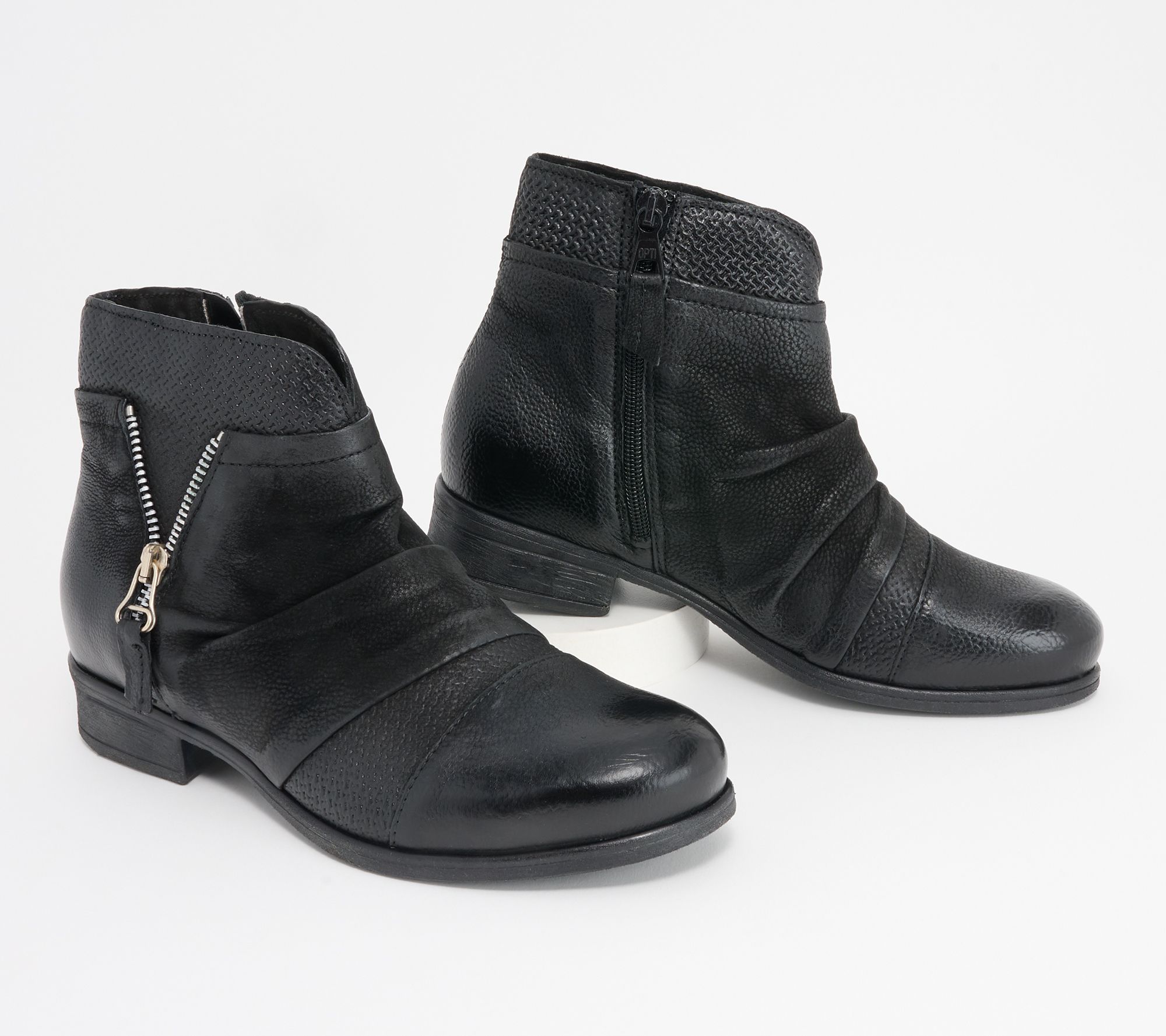  Miz Mooz Louise Ankle Boots for Women - Ladies Handcrafted  Leather Booties - Short & Low Cut w/Zipper & 1 Heel (Black - 6)