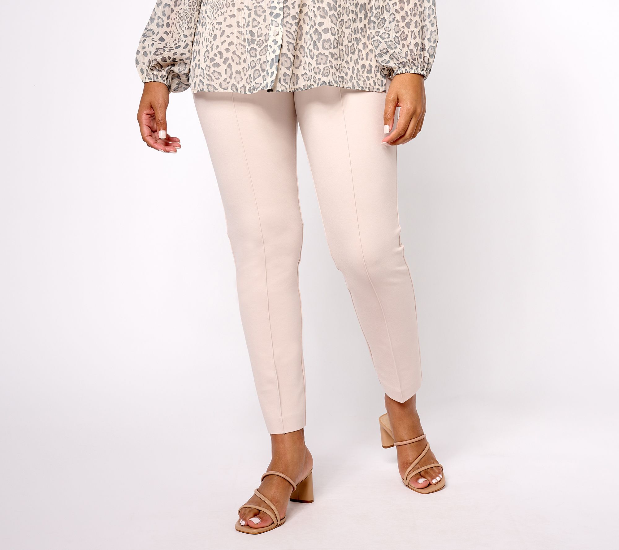 Tailored by Susan Graver Pet Smart Ponte Zip Front Slim Leg Ankle Pants