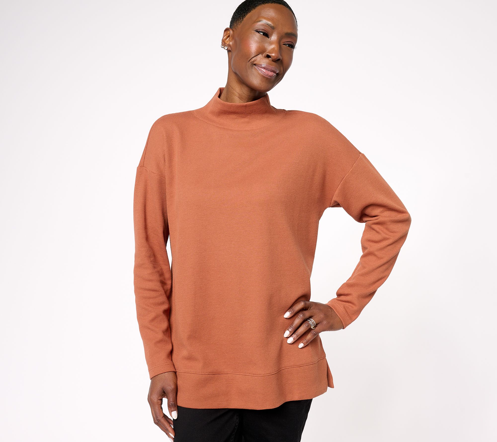 Denim & Co. Essentials Waffle Knit Relaxed Fit Tunic - QVC.com