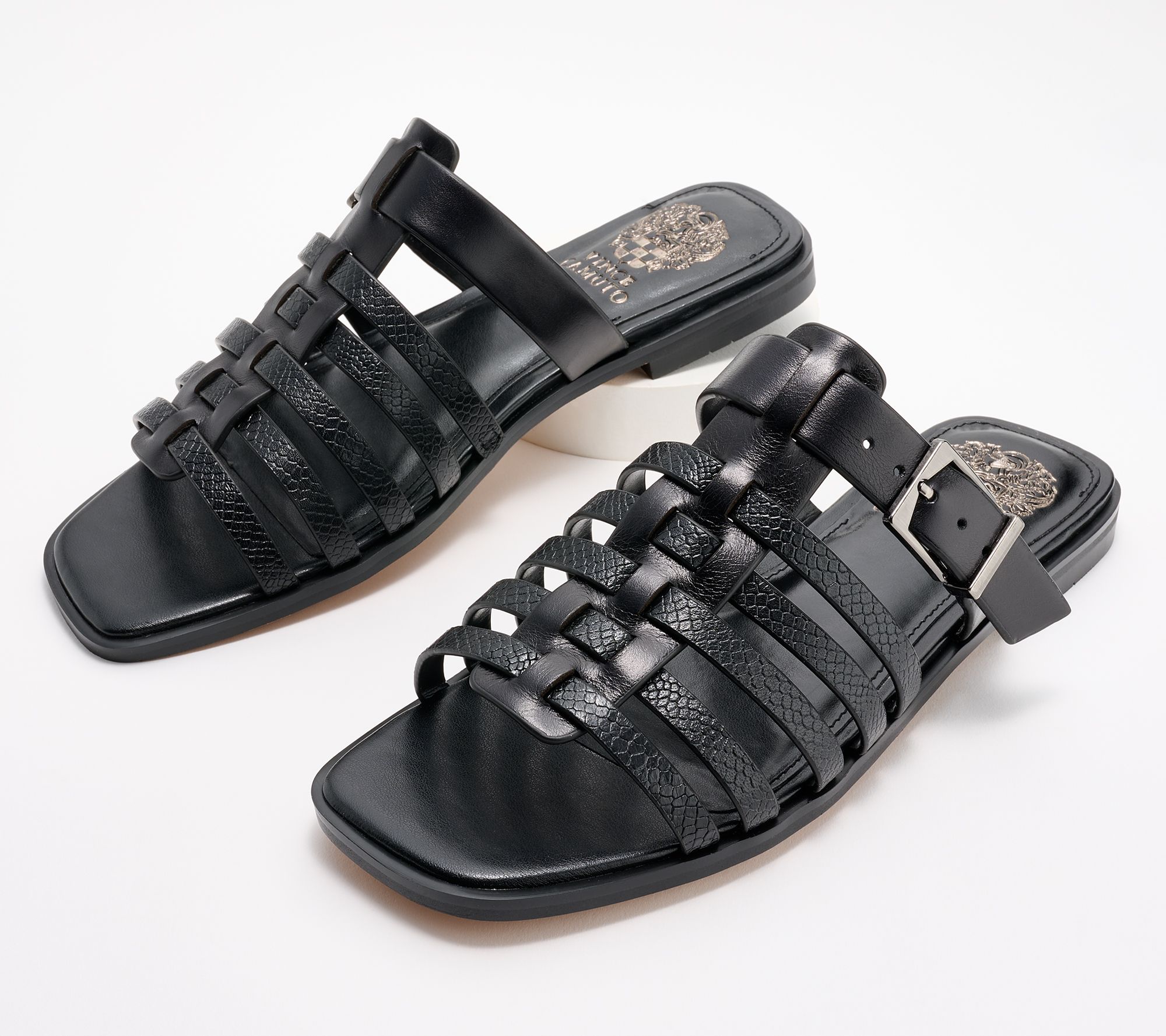 "As Is" Vince Camuto Leather Caged Sandals - Lemanda