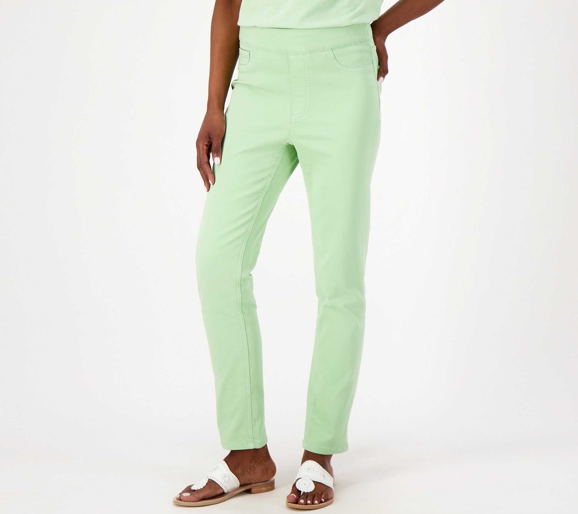 "As Is" Denim & Co. Comfy Knit Slim Straight Ankle Length Jeans