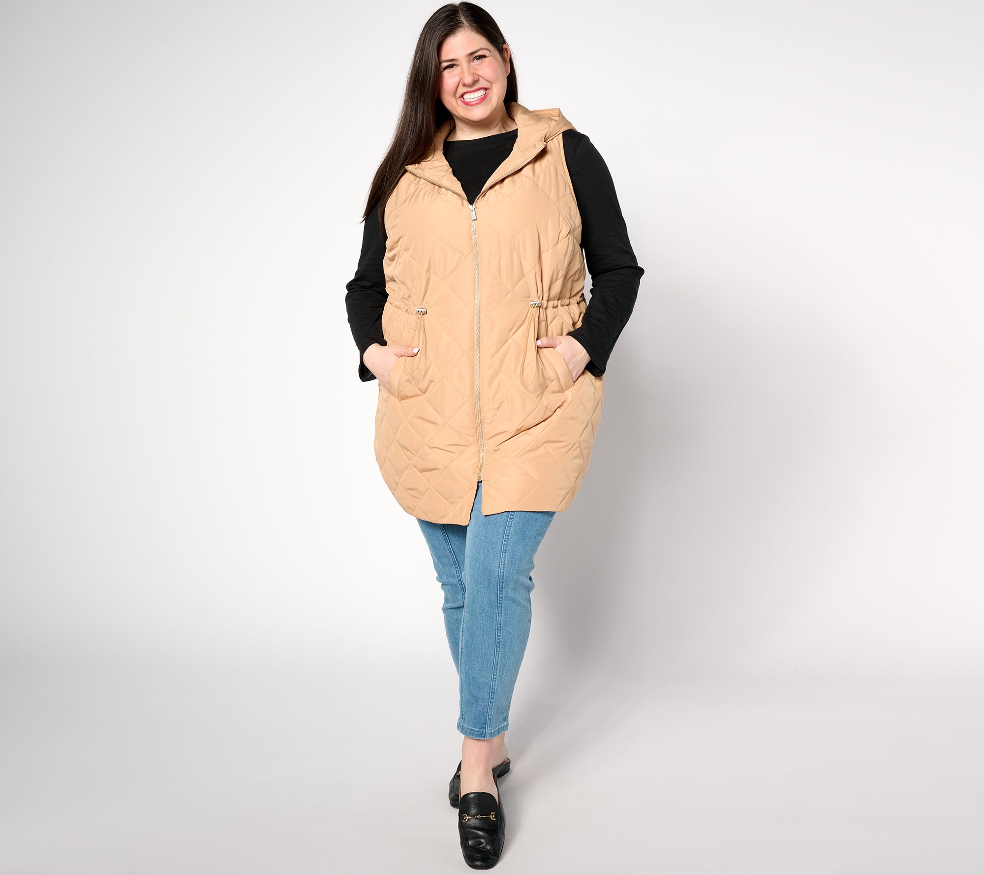 Plus size discount vest with hood