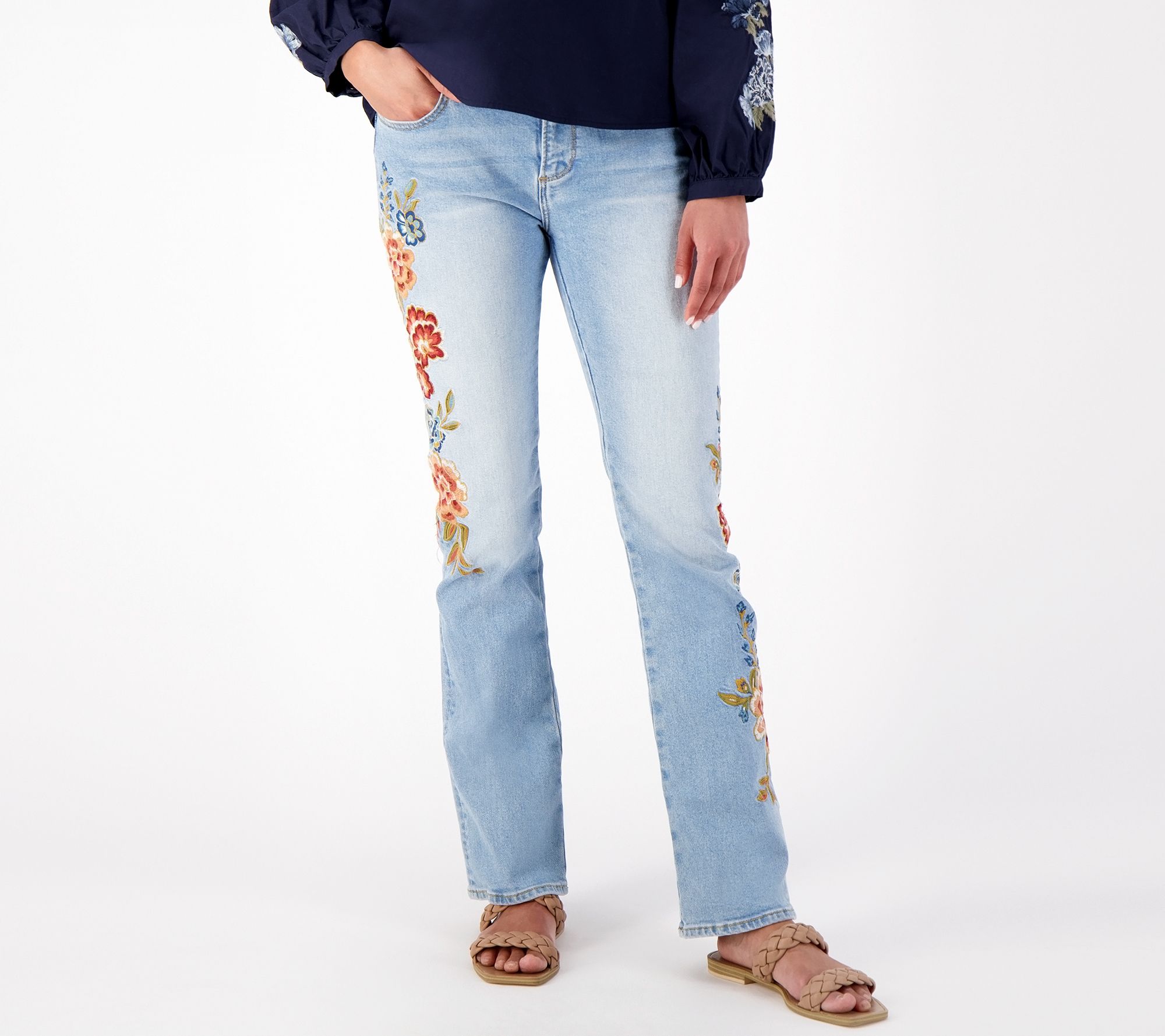 "As Is" Driftwood Jeans Kelly Bootcut Embroidered Jean- Maui