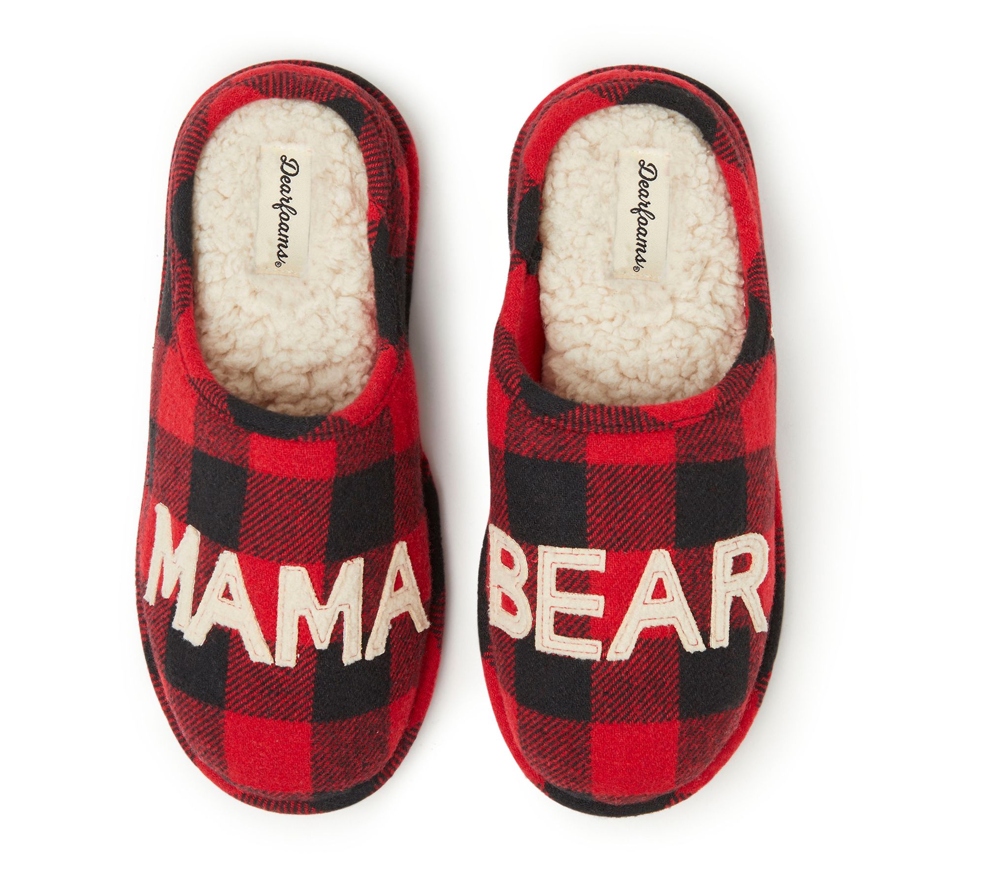 Dearfoams Mama Bear Matching Christmas Slippers QVC