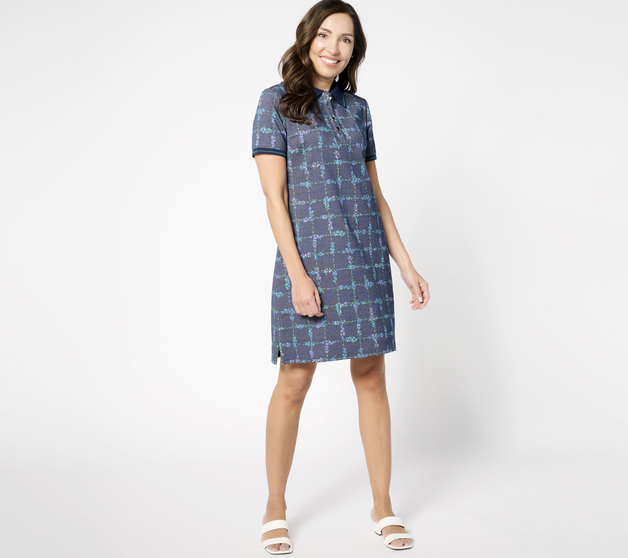 Isaac Mizrahi Live! Petite Clubhouse Short Sleeve Polo Dress