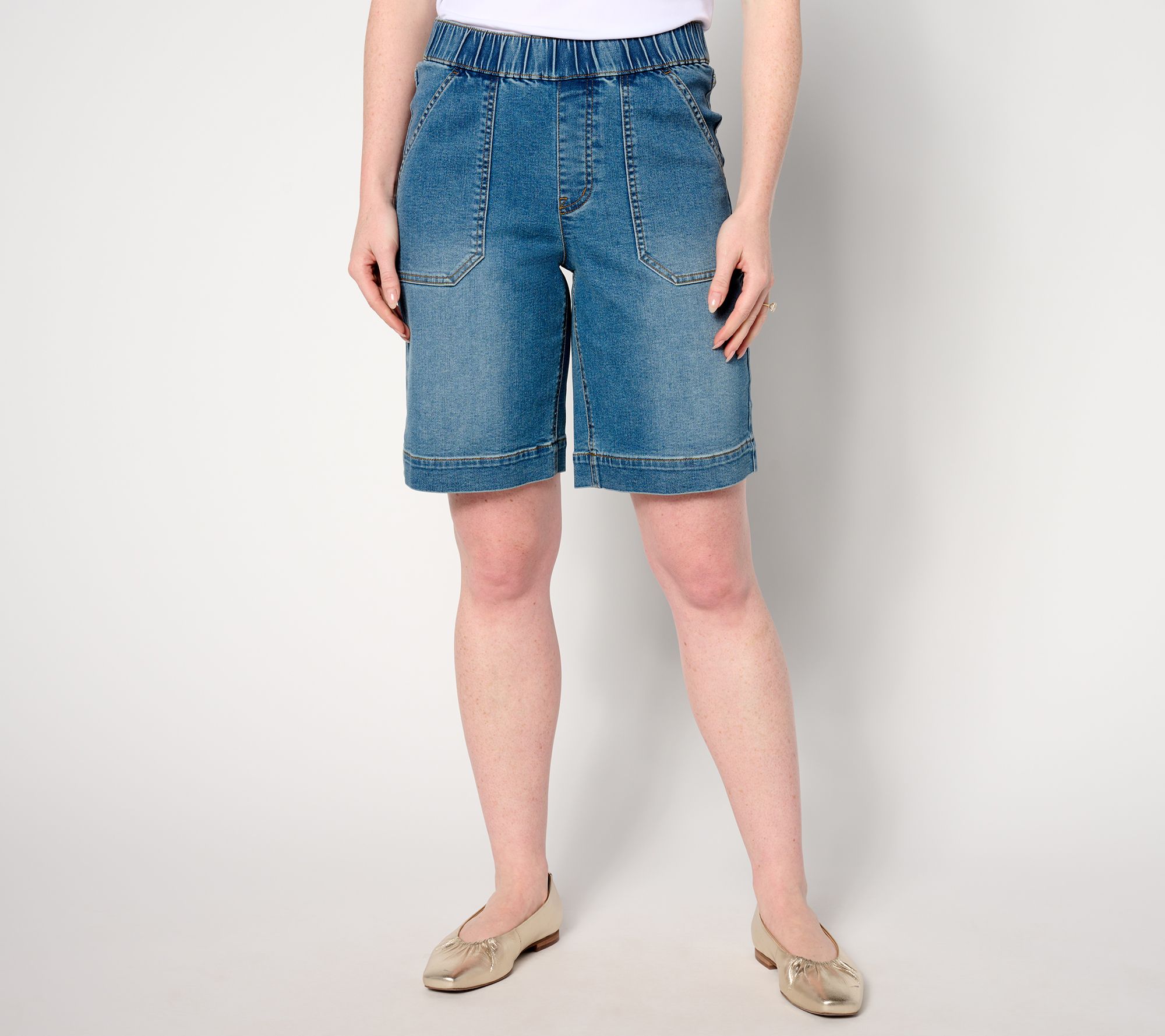 Isaac Mizrahi Live! Petite True Denim Shorts with Patch Pockets