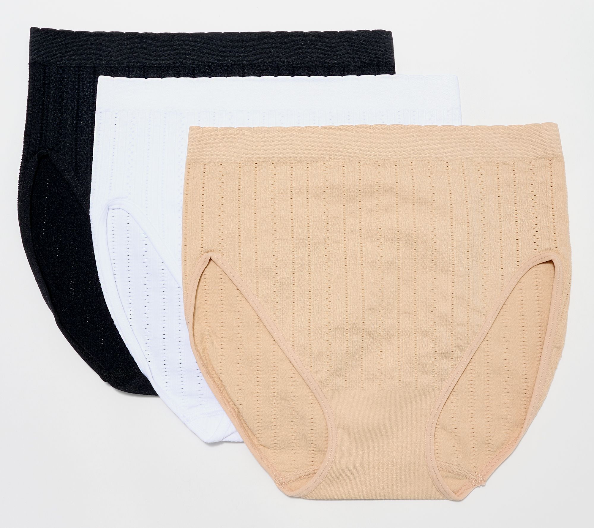Breezies Seamless Pointelle Hi-Cut Panties 3 Pack