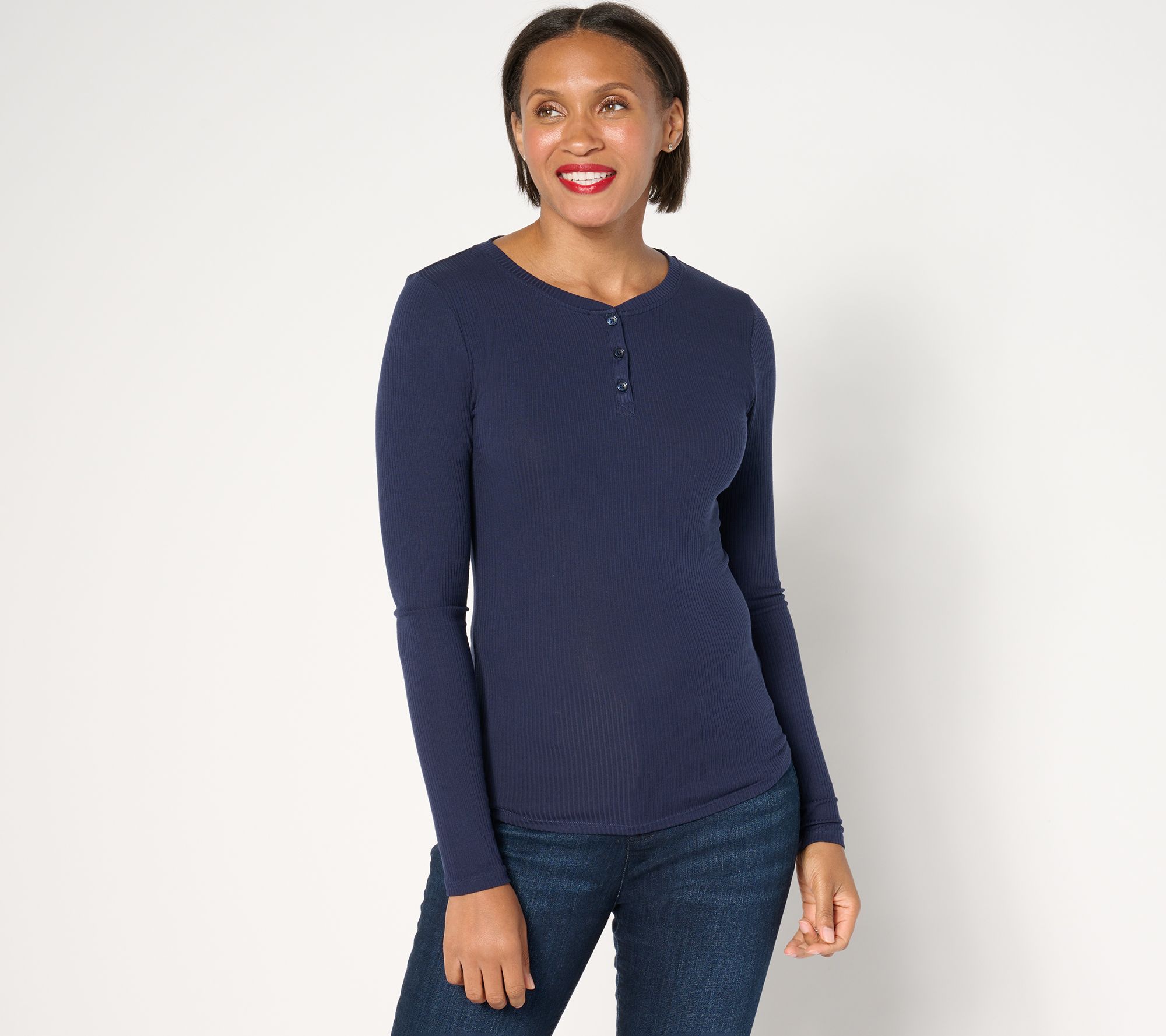 Cuddl Duds Layers Stretch Rib Long Sleeve Henley