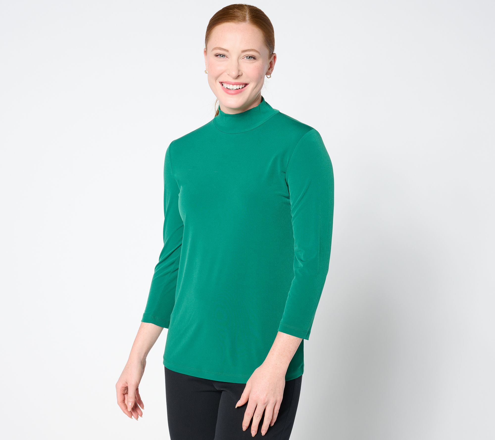 Susan Graver Sleek Essentials Liquid Knit Mock-Neck Top