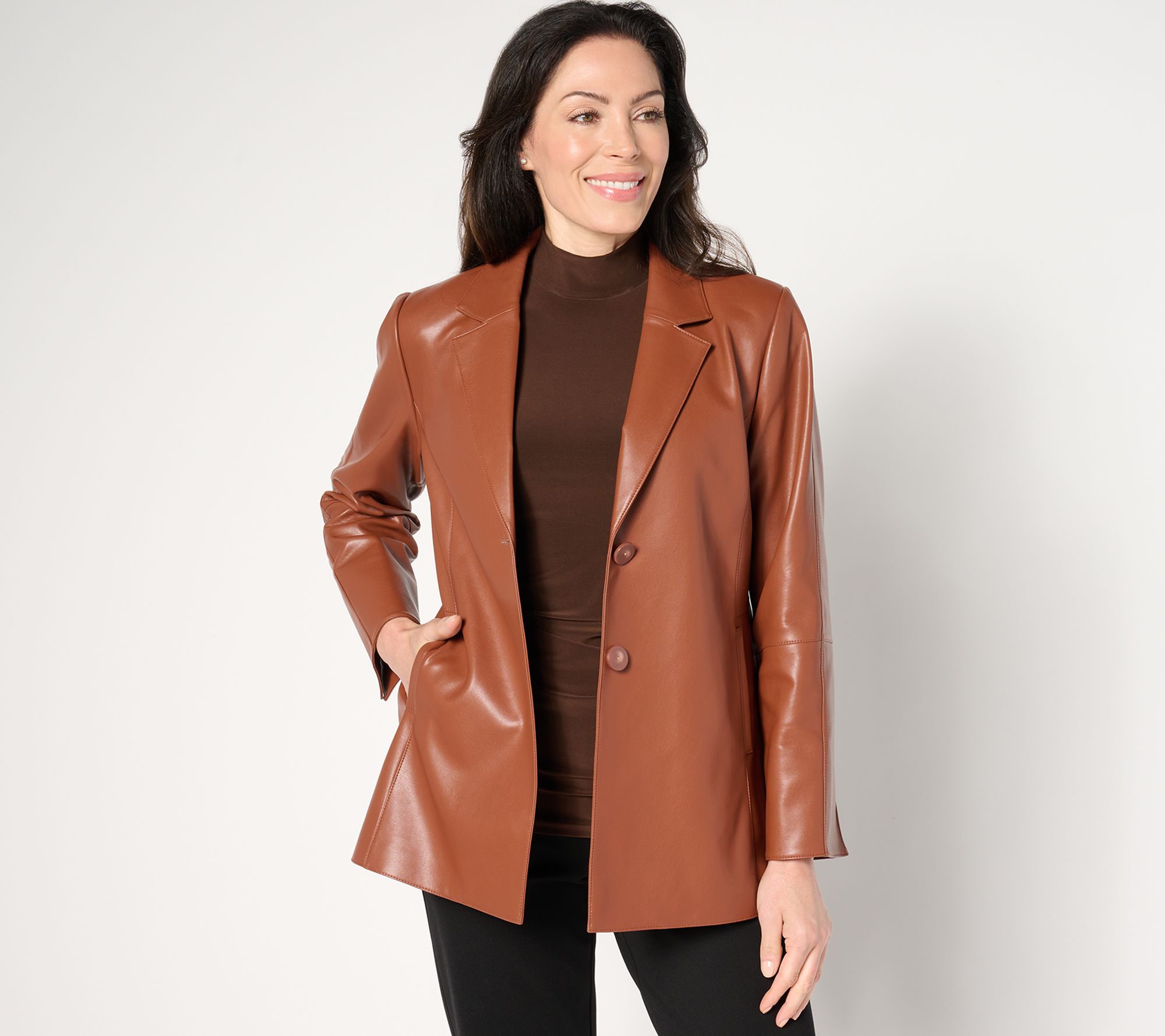 Dennis Basso Regular Luxe Faux Leather Jacket QVC