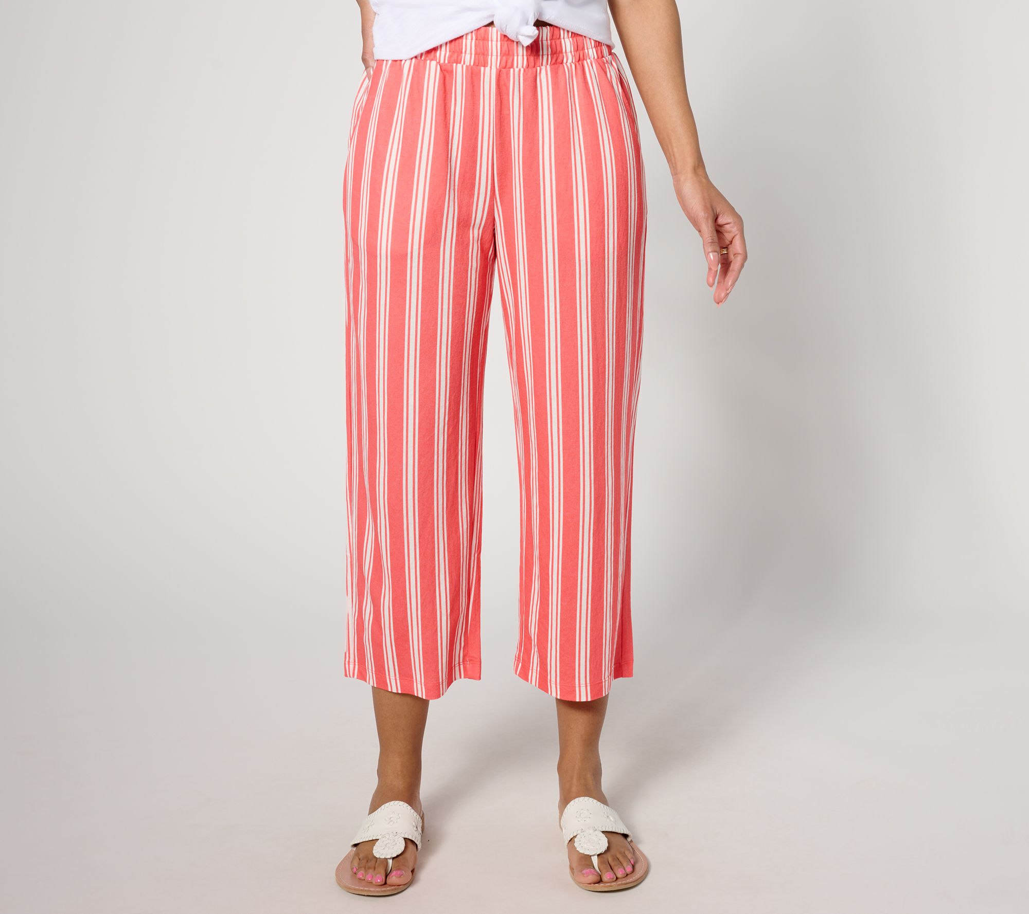"As Is" Belle Beach by Kim Gravel Regular Cabana Knit Stripe Pant