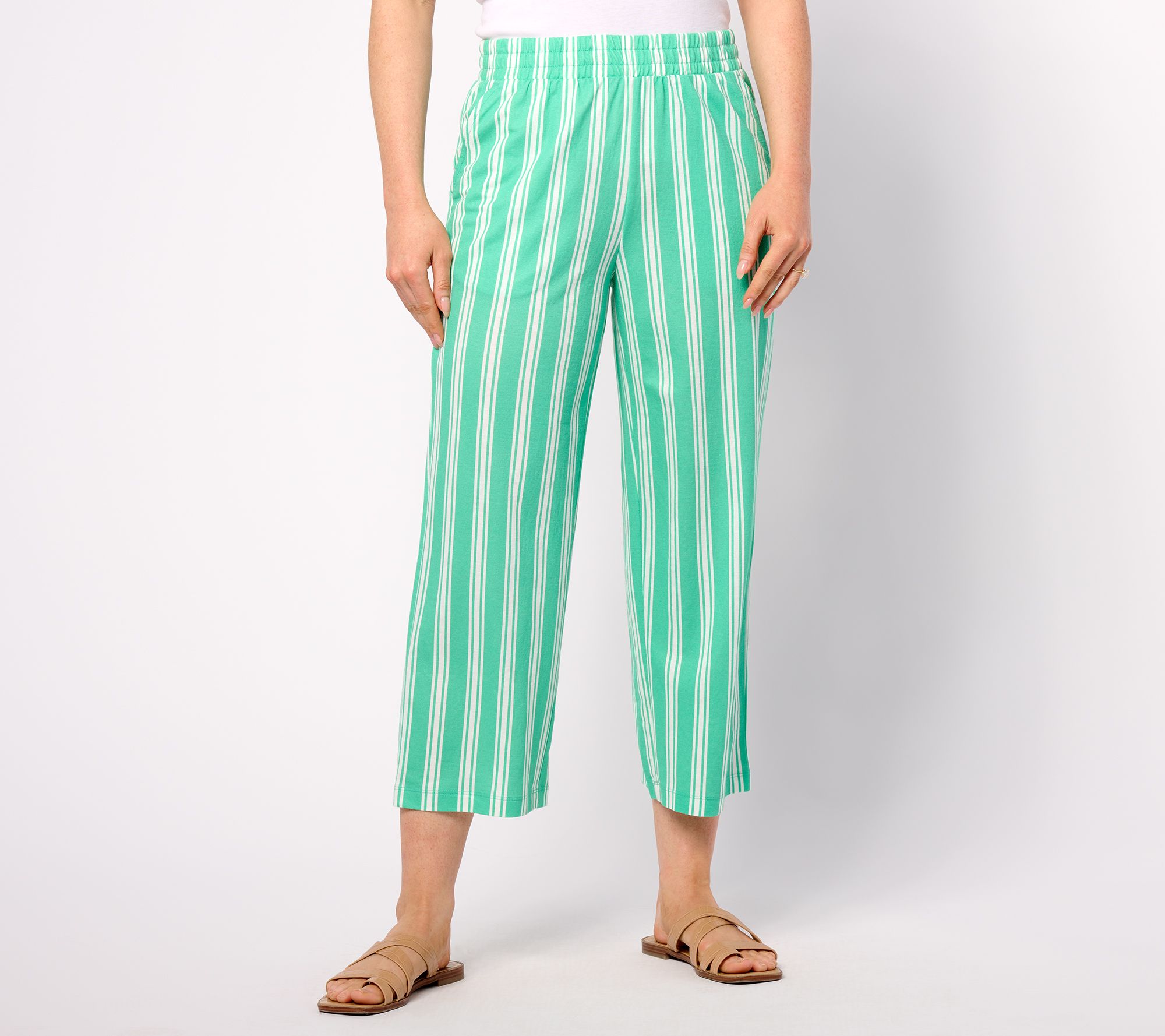 "As Is" Belle Beach by Kim Gravel Regular Cabana Knit Stripe Pant