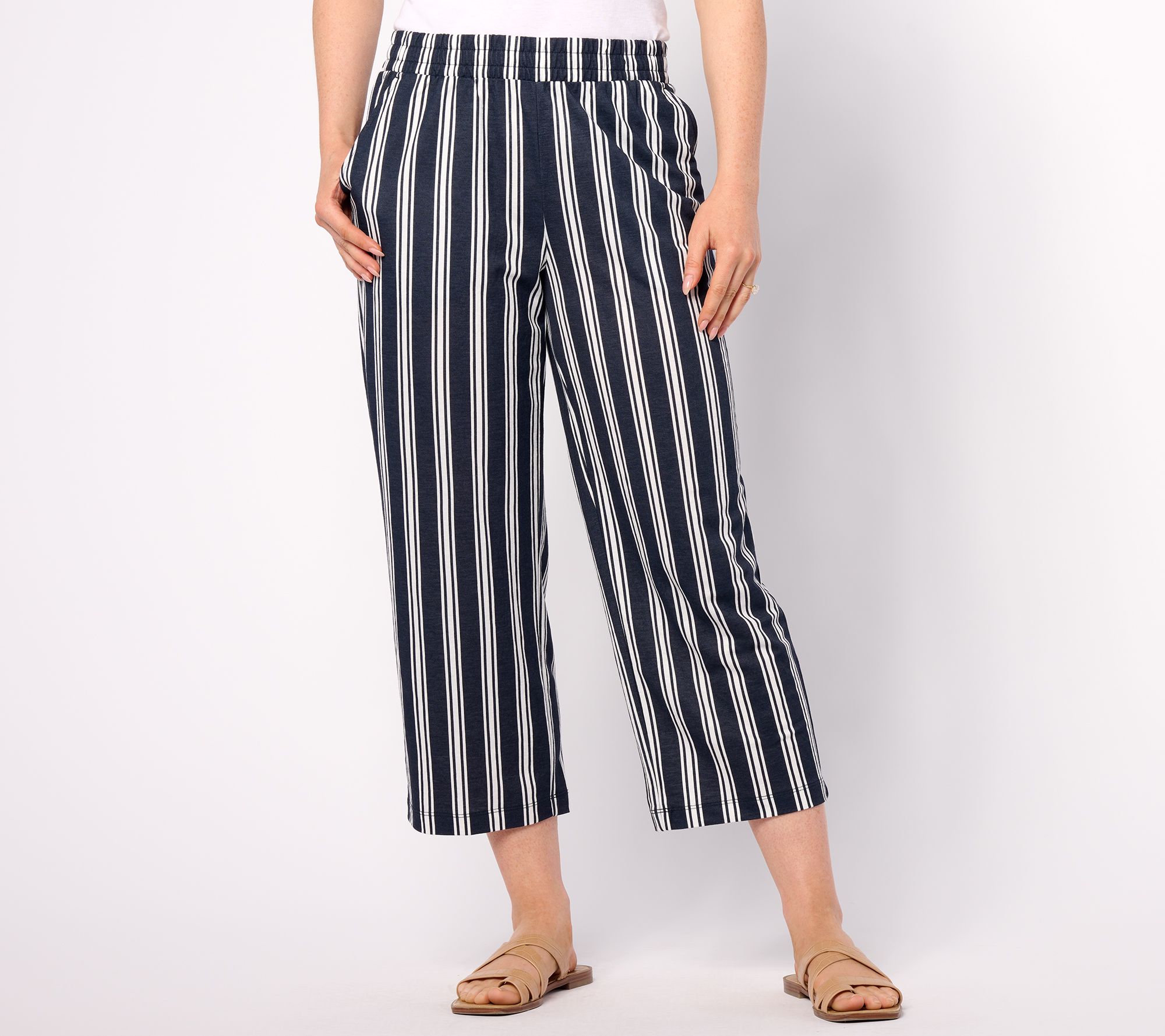 "As Is" Belle Beach by Kim Gravel Regular Cabana Knit Stripe Pant