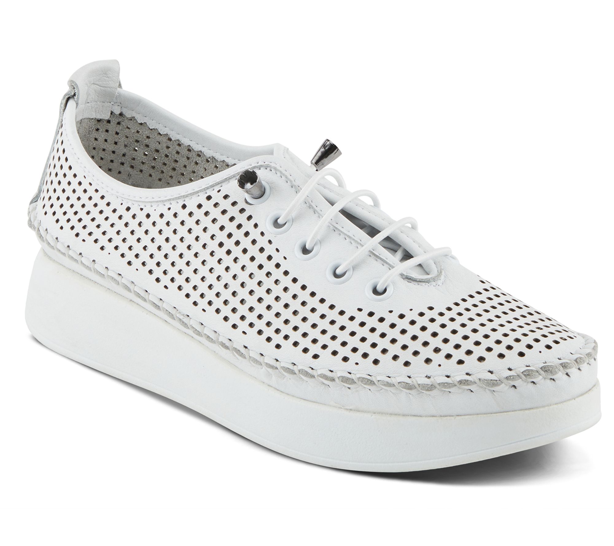 Spring Step Perforated Leather Fashion Sneaker- Eastwood