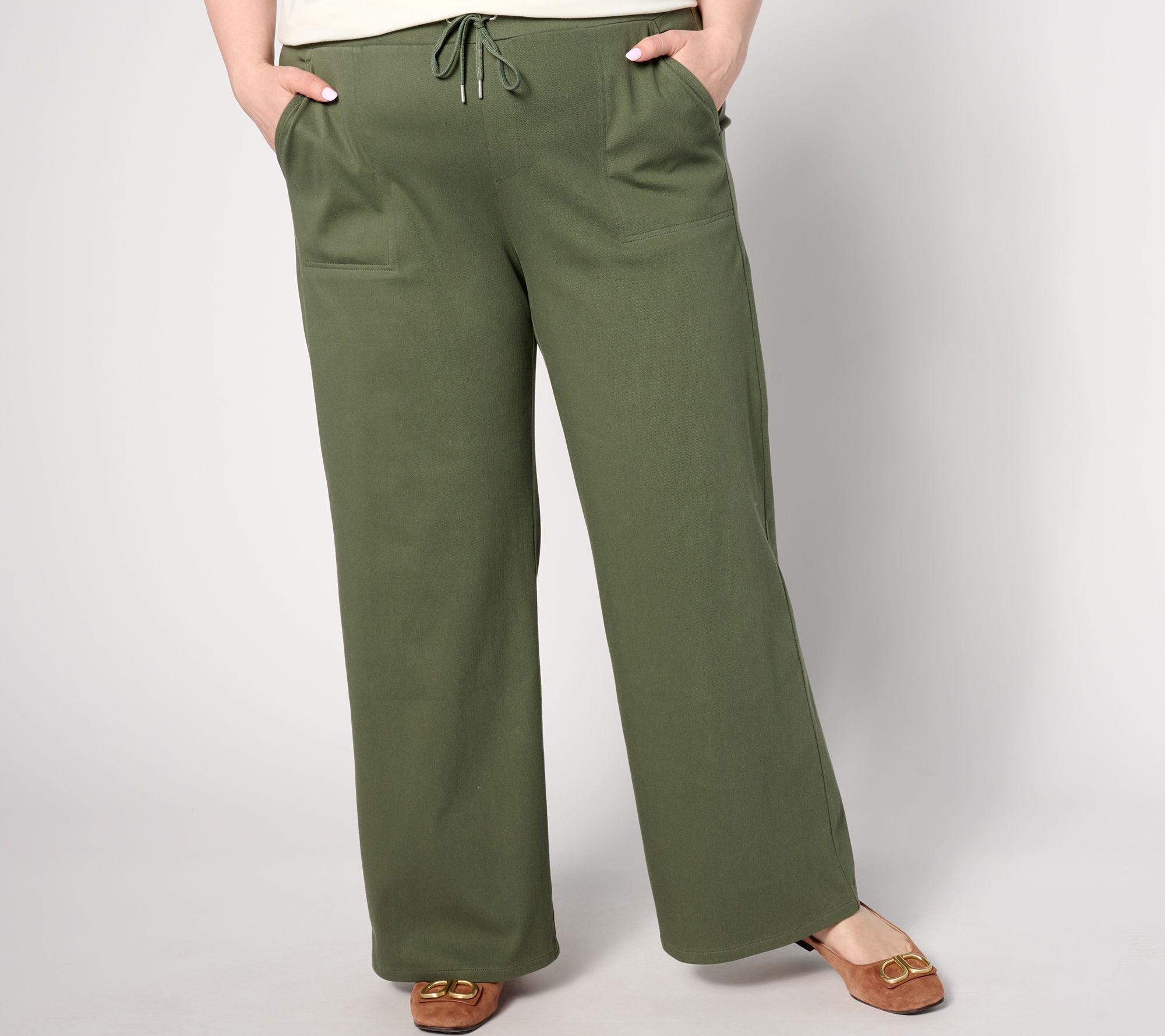 "As Is" Denim & Co. Tall Comfy Knit Air Wide Leg Pant with Drawstring