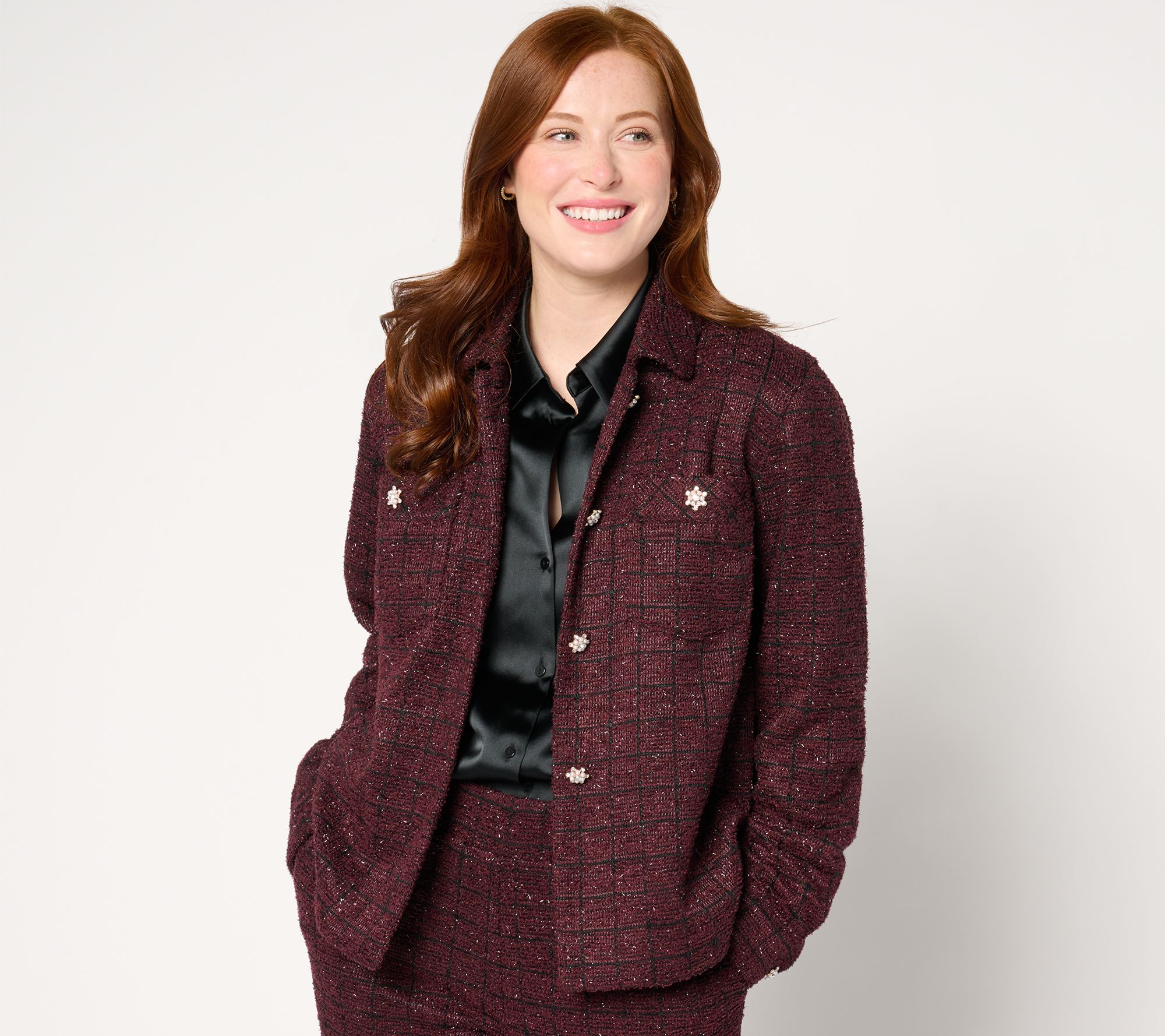 Dennis Basso Textured Knit Boucle Jacket with Sparkle - QVC.com