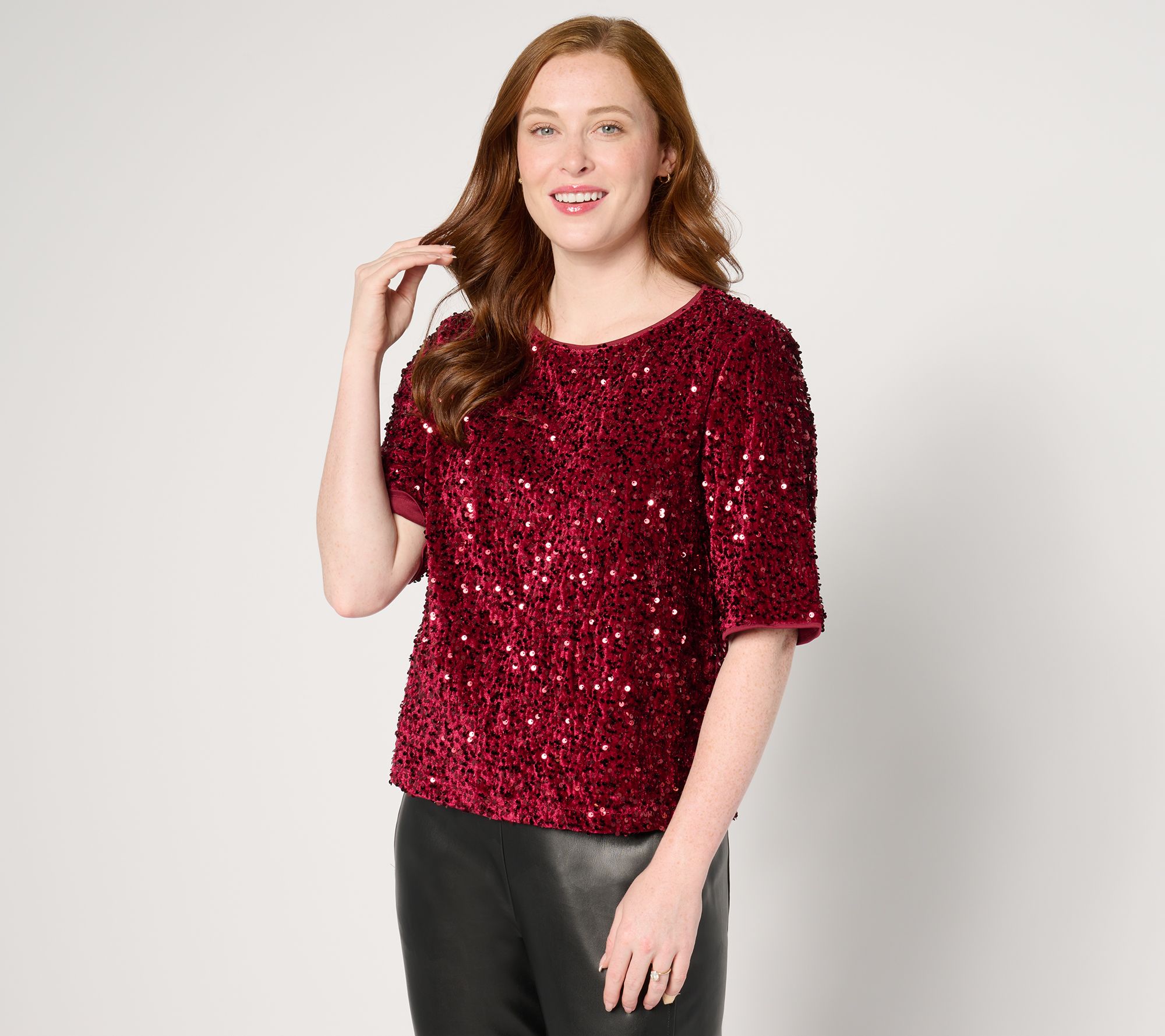 nicole by Nicole Miller Sequined Velvet Top