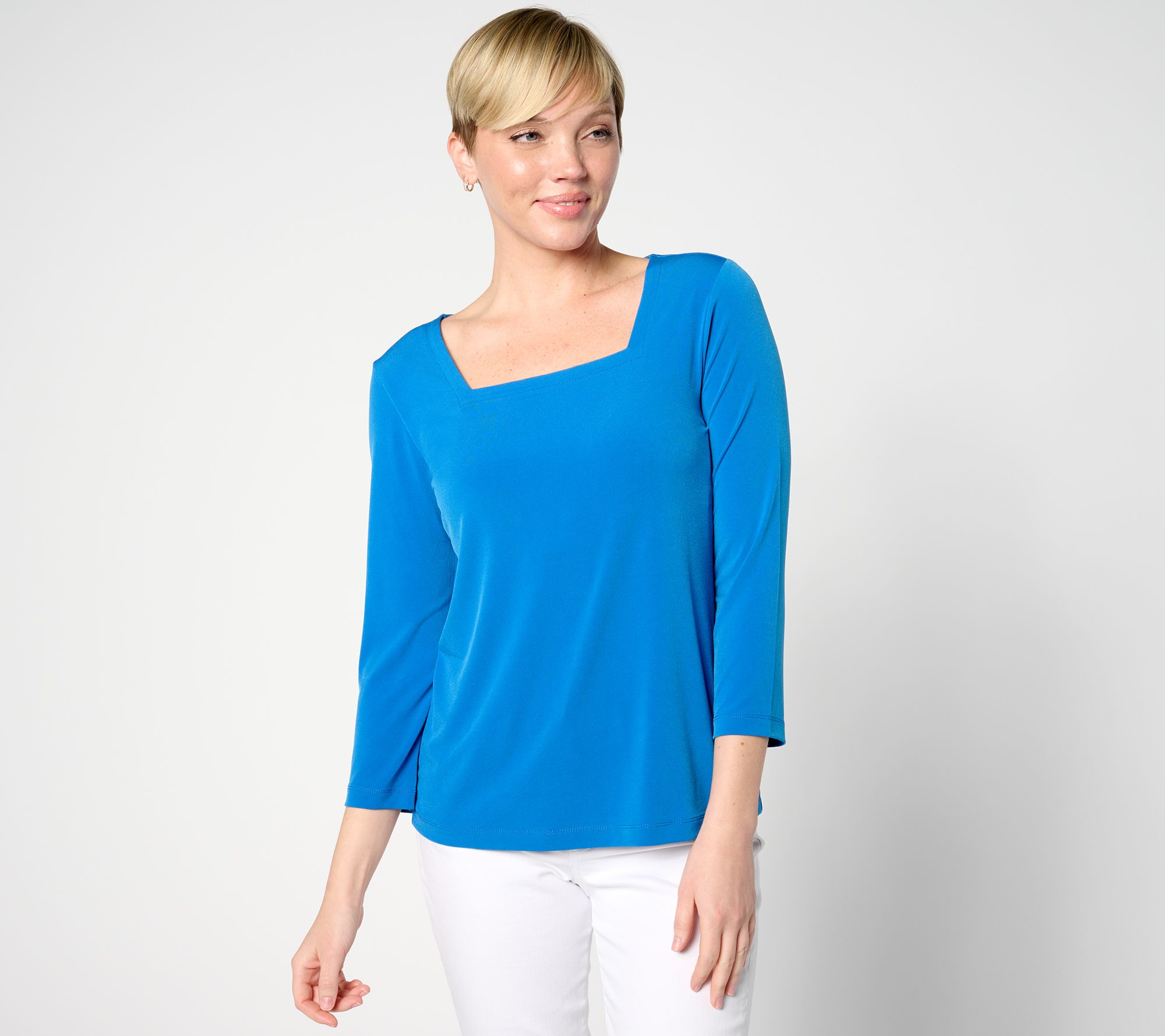 "As Is" Susan Graver Sleek Essentials Liquid Knit Square Neck Top