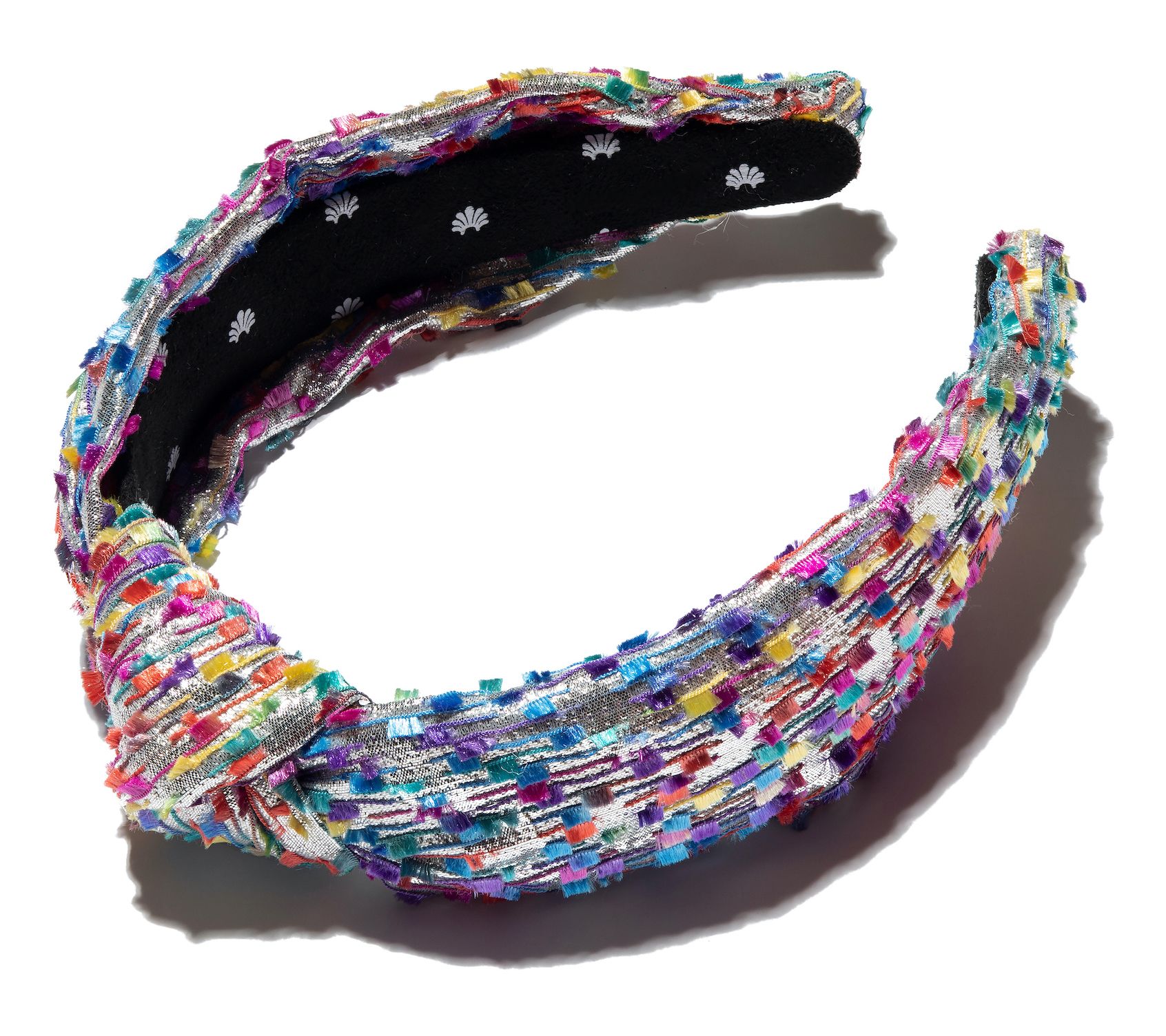 Lele Sadoughi Silver Metallic Confetti Knotted Headband