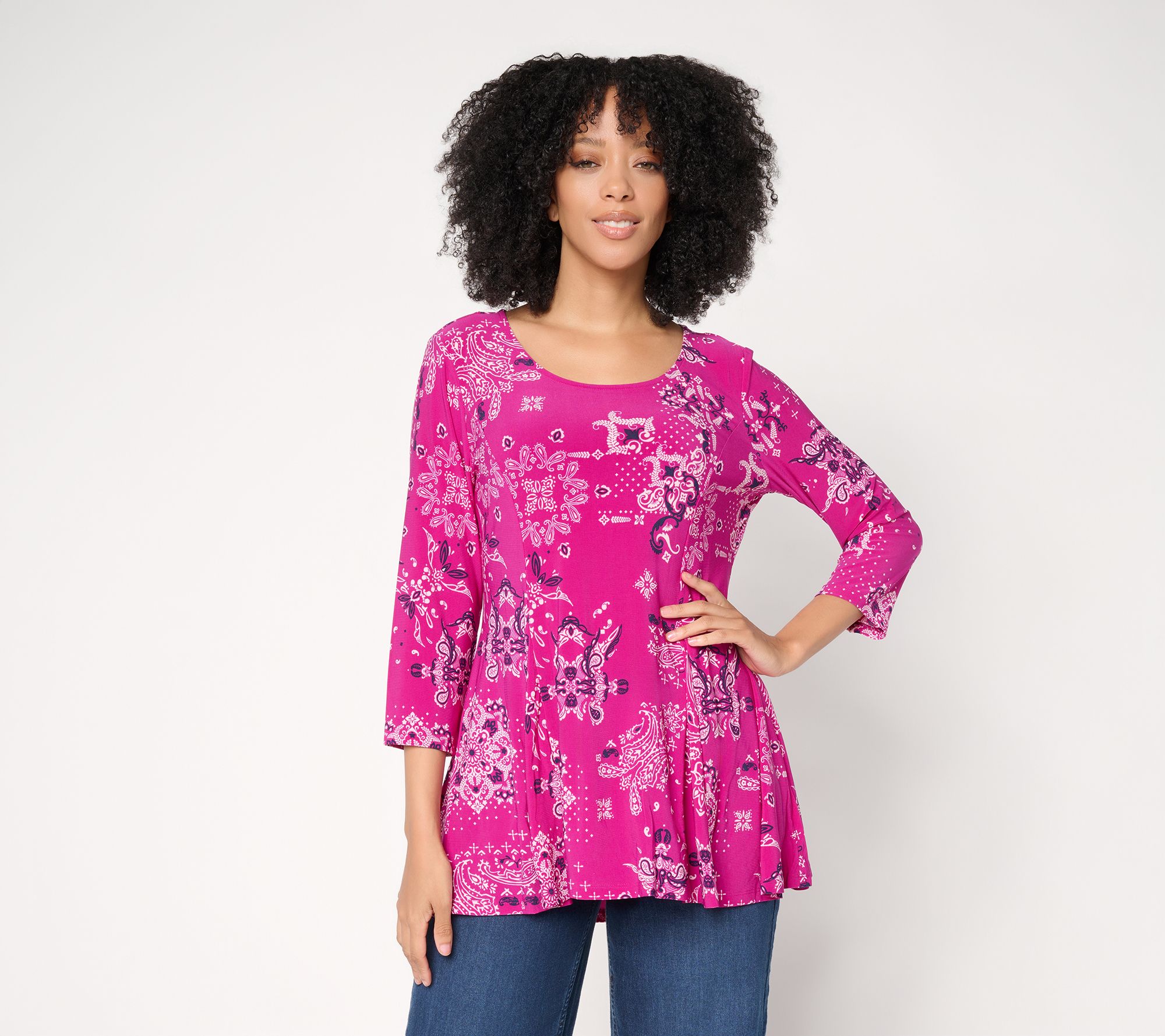 Attitudes by Renee Como Jersey Godet Top