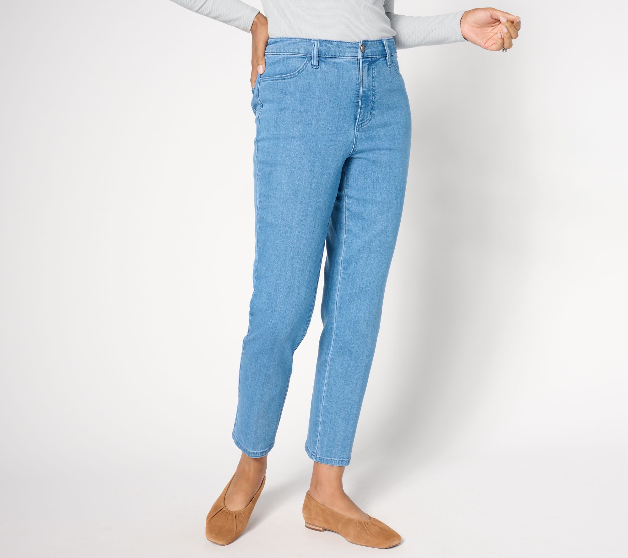 "As Is" Susan Graver Regular Ankle Length Tapered Jean- Indigo