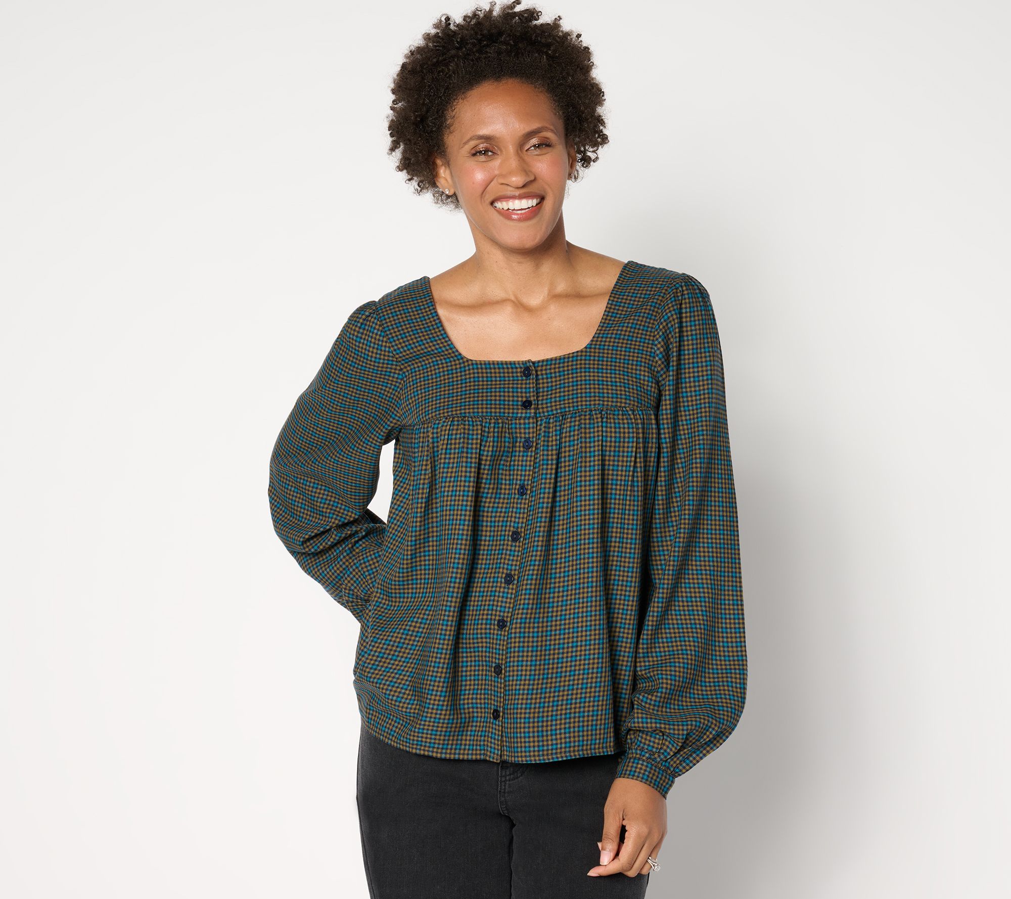 "As Is" Me by Jennie Garth Harlow Printed Square Neck Blouse