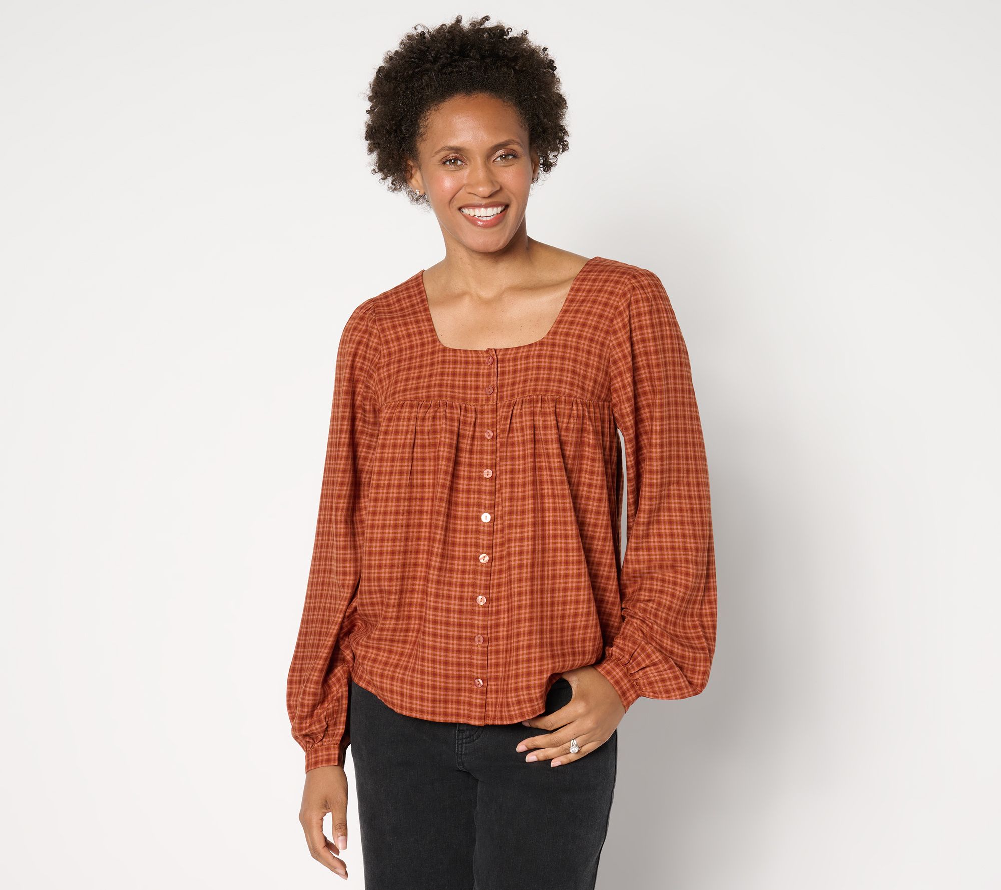 "As Is" Me by Jennie Garth Harlow Printed Square Neck Blouse