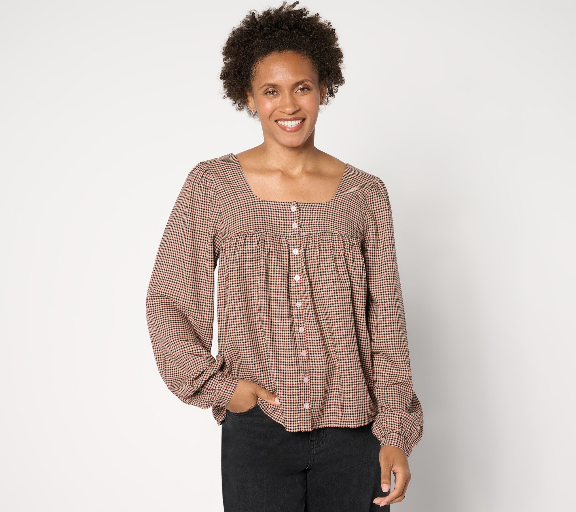 "As Is" Me by Jennie Garth Harlow Printed Square Neck Blouse