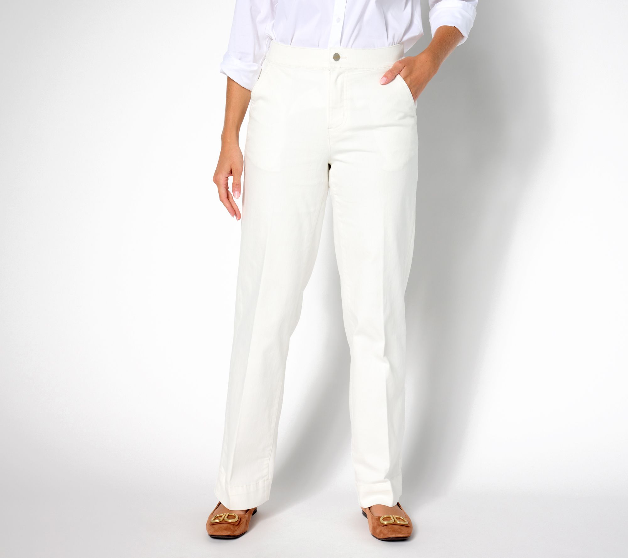 "As Is" Denim & Co. Signature Petite Color Perfect Flex Trouser Jean