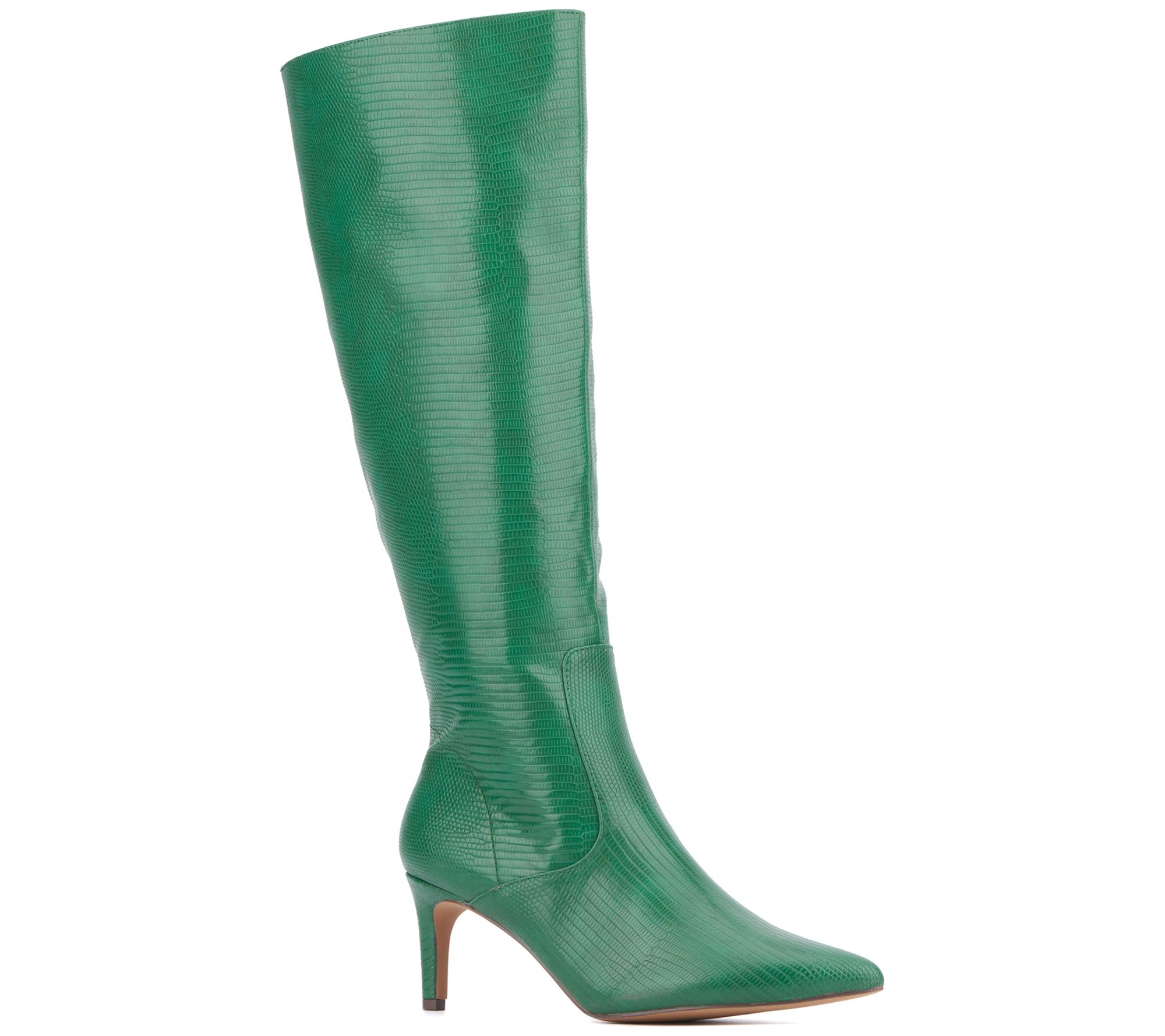New York & Company Piper Croc Embossed Kitten Heel Tall Boot