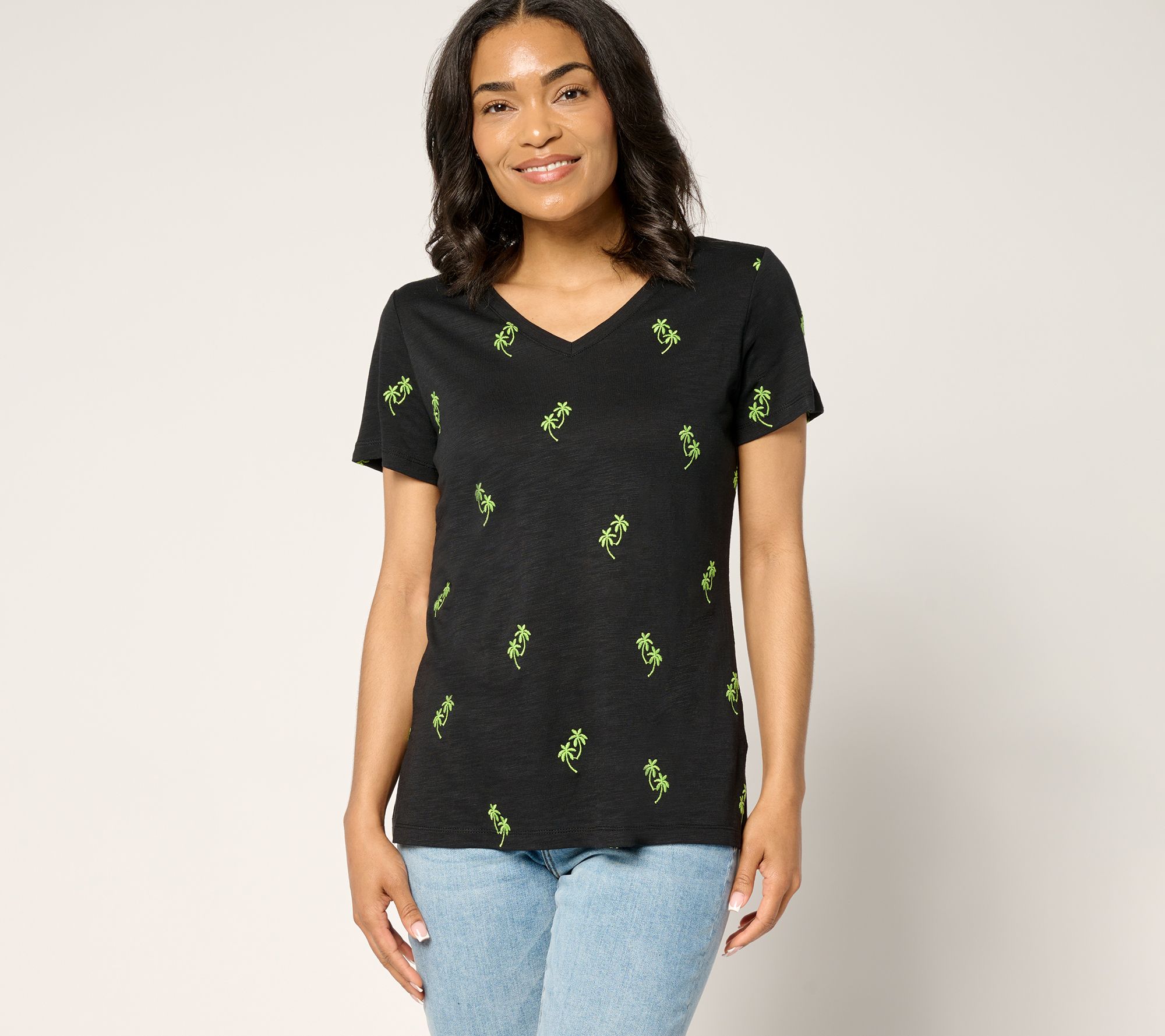 Belle Beach by Kim Gravel Slub Knit Florida Fun Embroidered Top