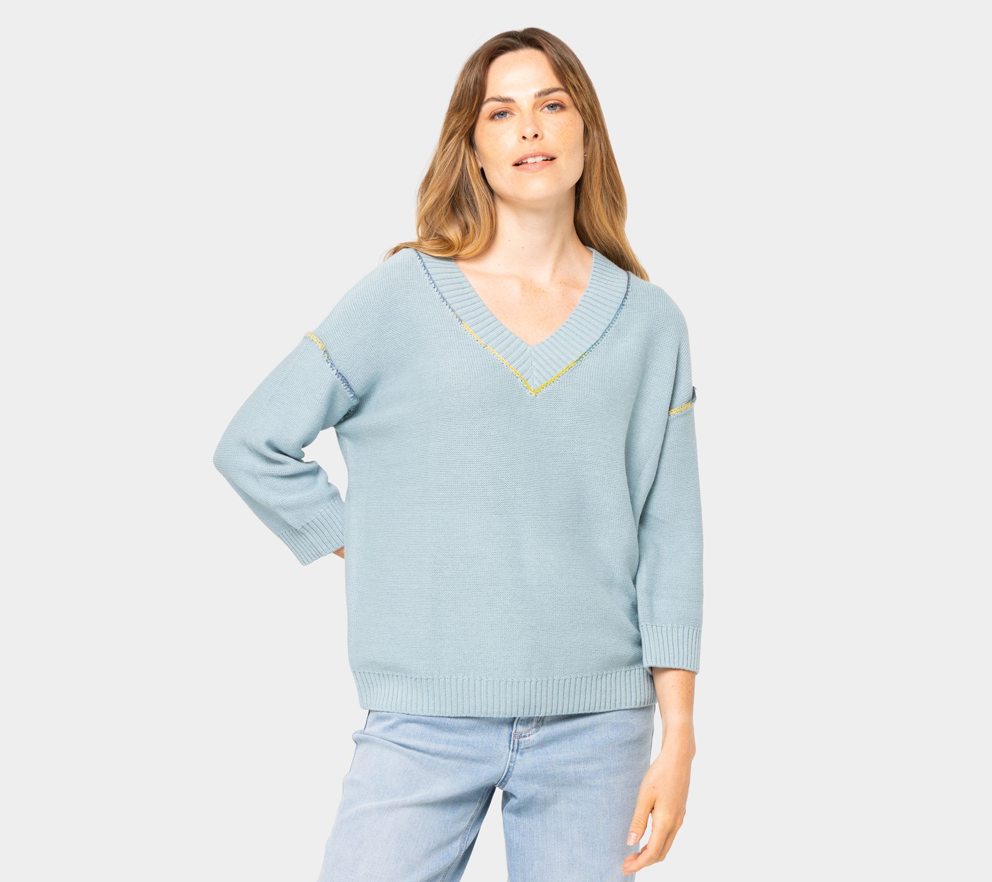 Peace Love World Boheme 100% Cotton 3/4-Sleeve Sweater