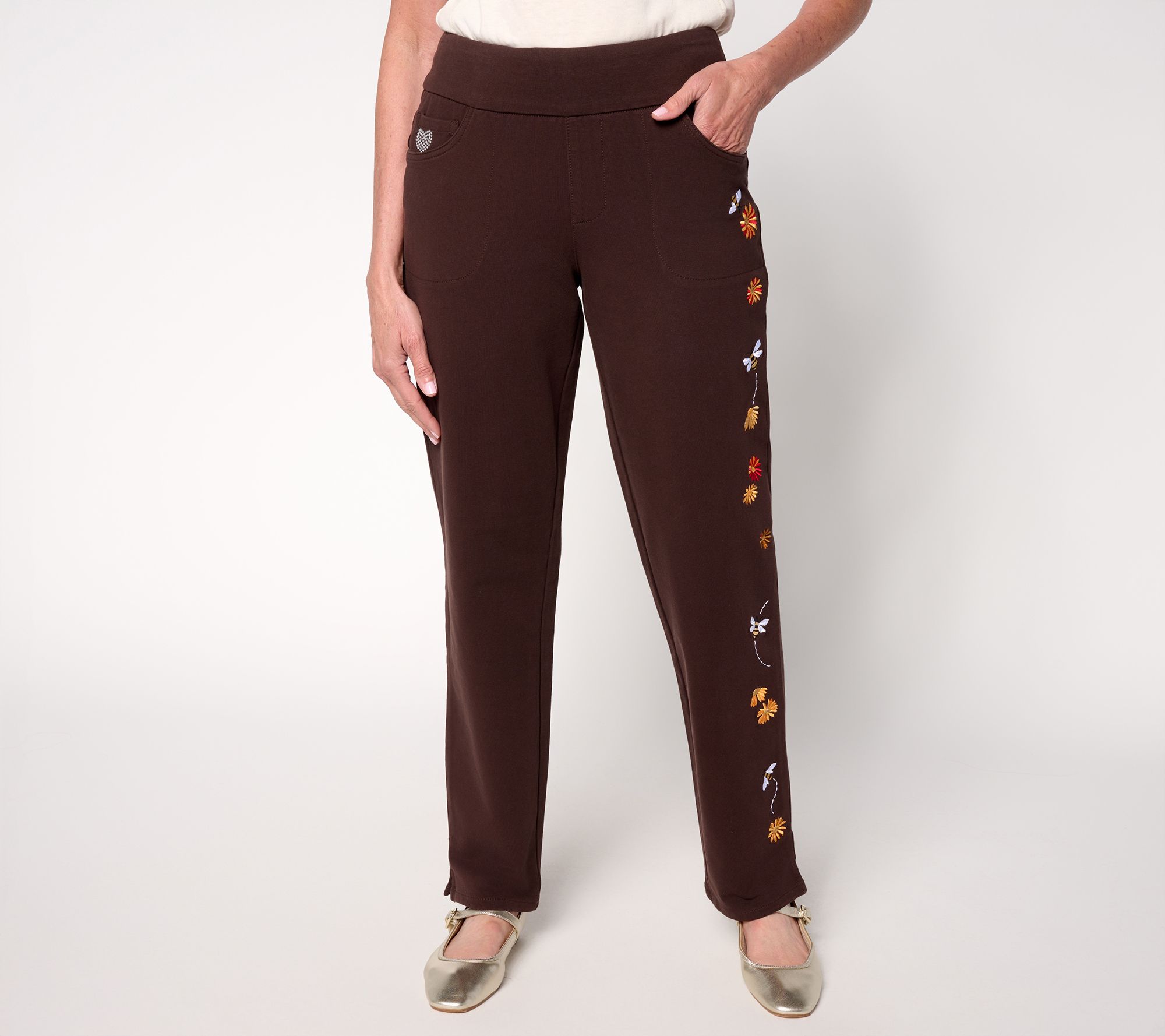 Quacker Factory DreamJeannes Short All a Buzz Straight Leg Pants