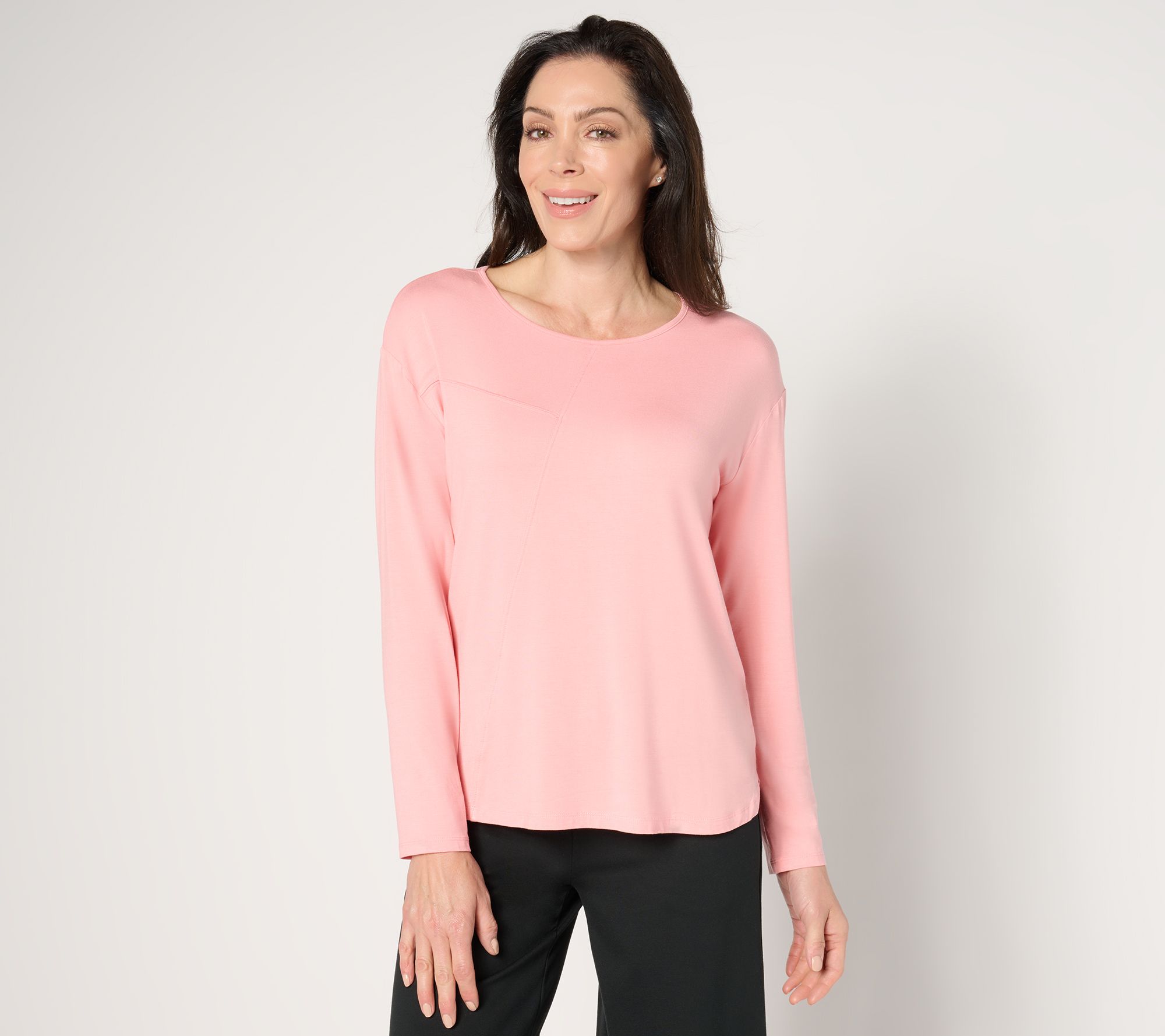 "As Is" Peace Love World Asymmetrical Stitch Detail Long Sleeve Top